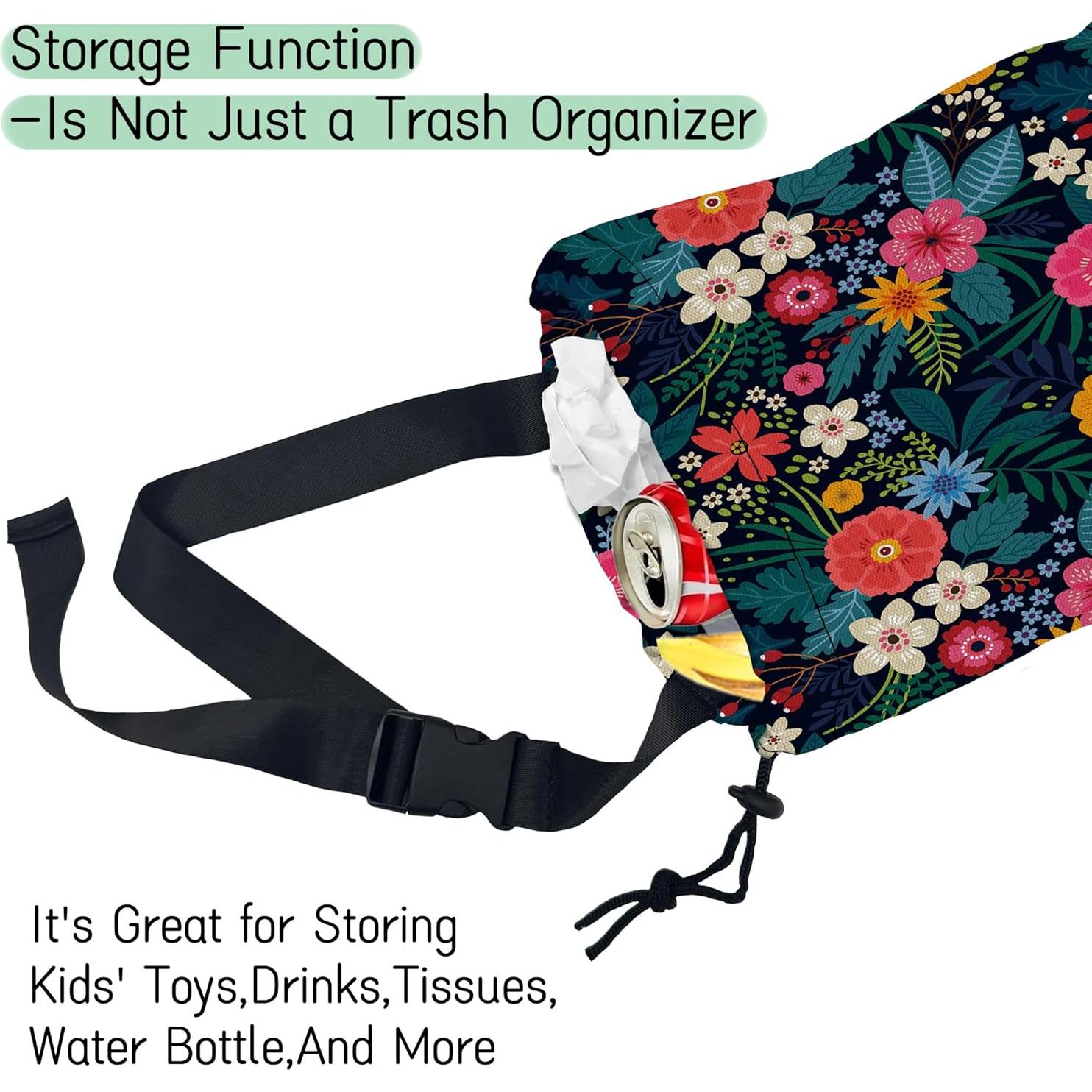 Bolsa de Basura para Auto NHNXHWIA Impermeable Flores Coloridas