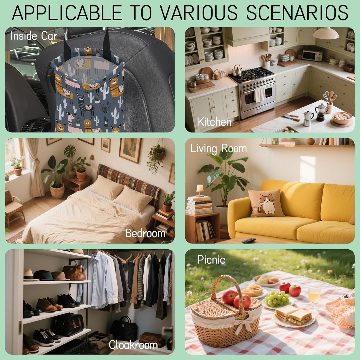 Bolsa de Basura para Auto NHNXHWIA Llamas Lindas Impermeable