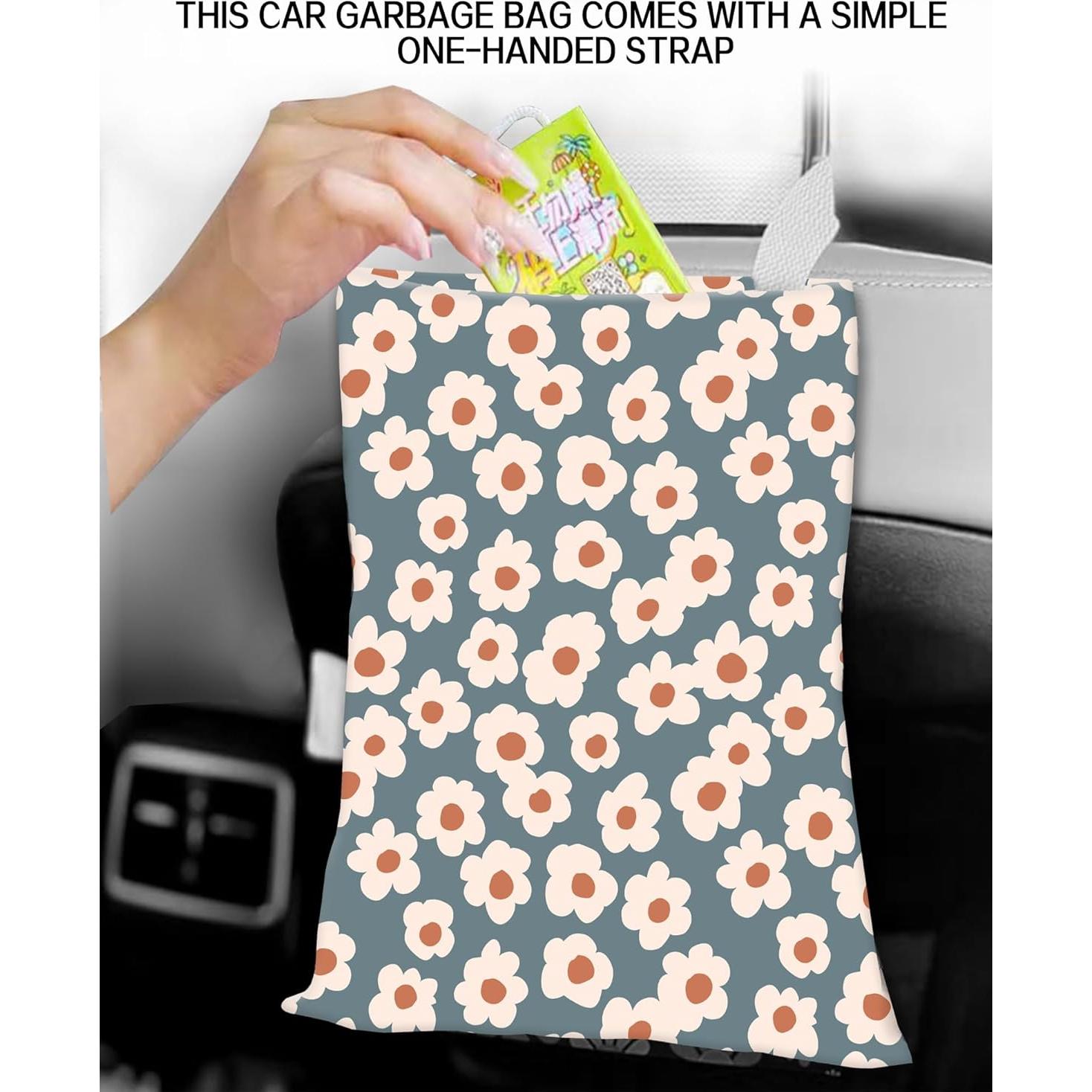 Basurero de Auto Colgante ANKVRP con Diseño Floral Gris