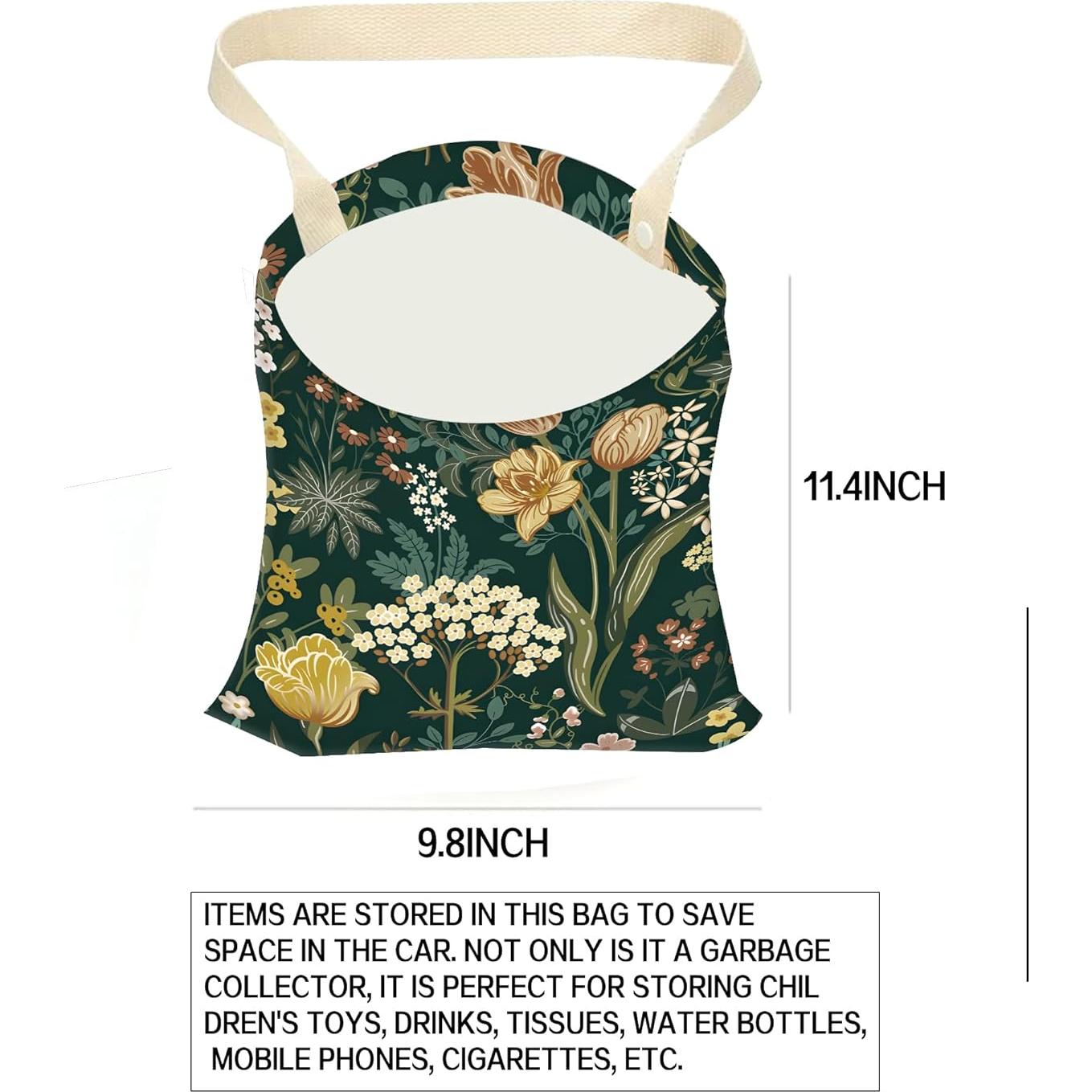 Basurero de Auto Colgante ANKVRP Floral Verde 30x24cm