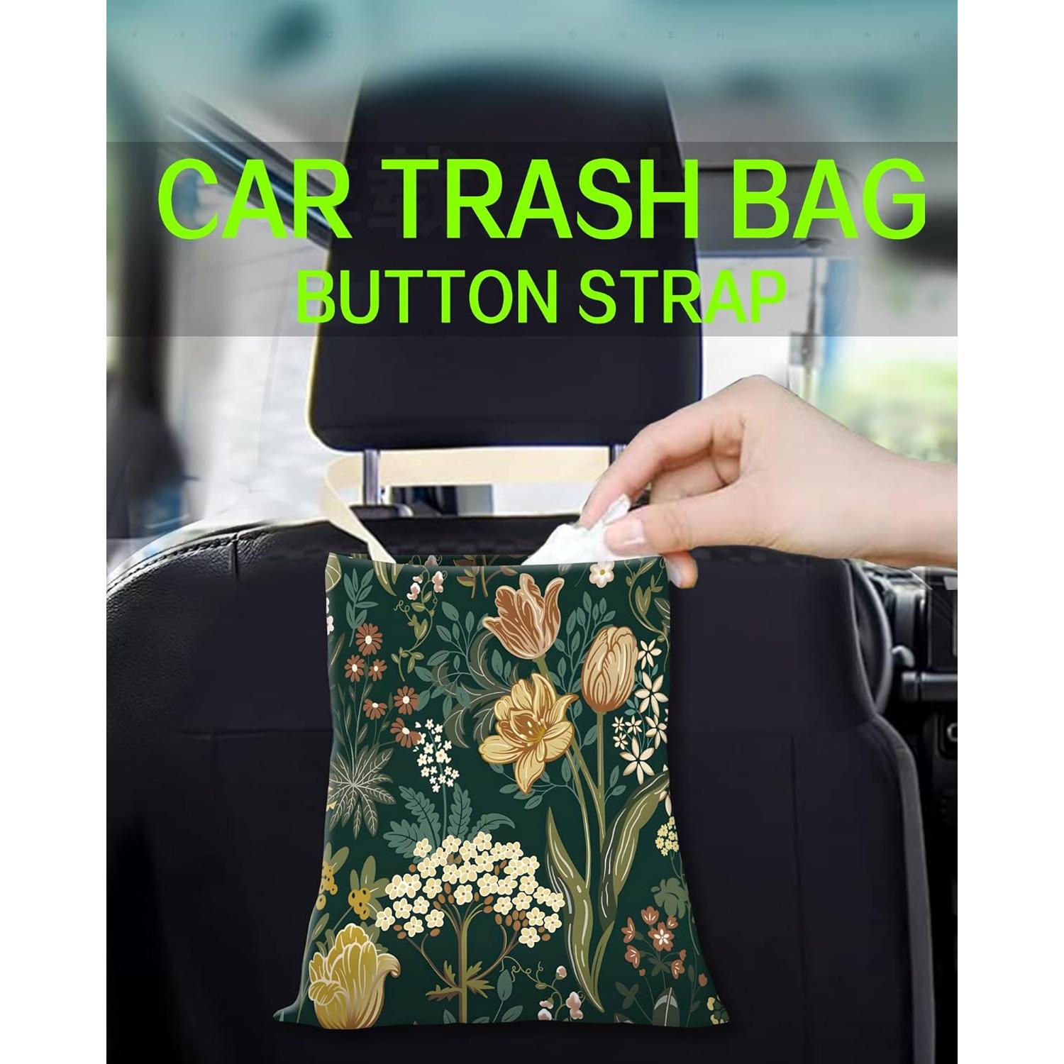 Basurero de Auto Colgante ANKVRP Floral Verde 30x24cm