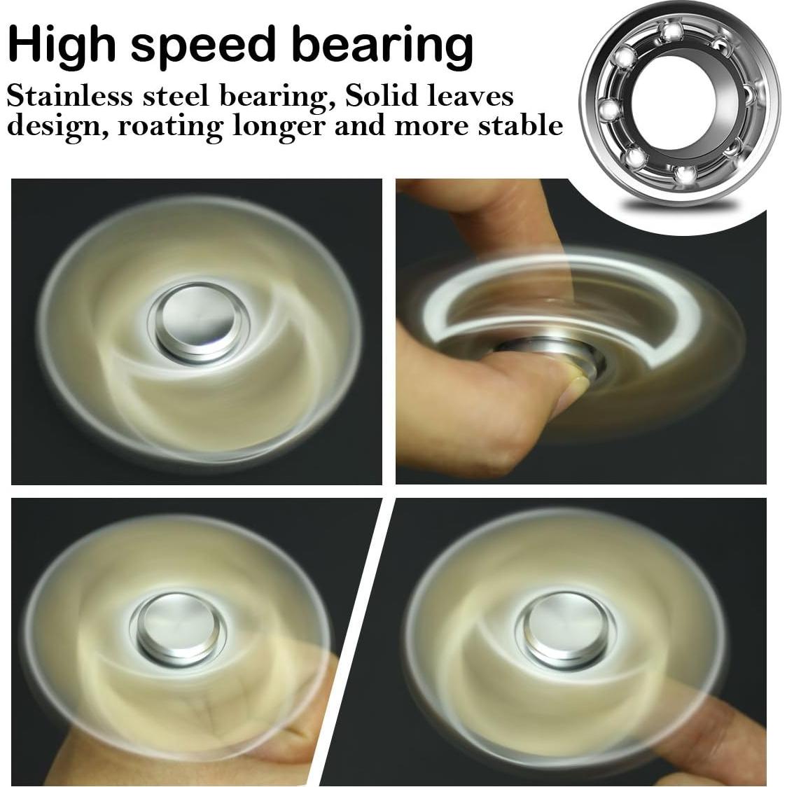 ATESSON Fidget Spinner Plata Rodamiento Acero Inoxidable