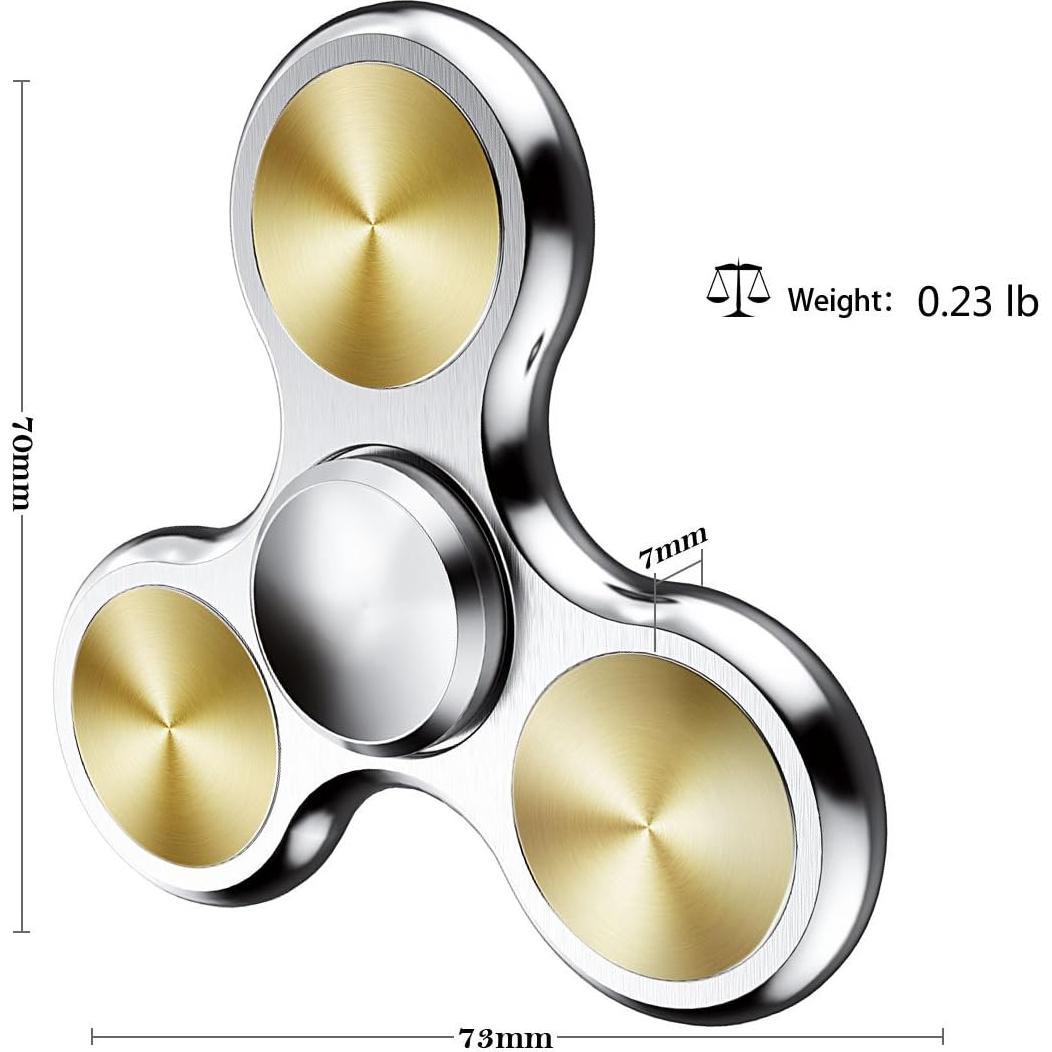 ATESSON Fidget Spinner Plata Rodamiento Acero Inoxidable