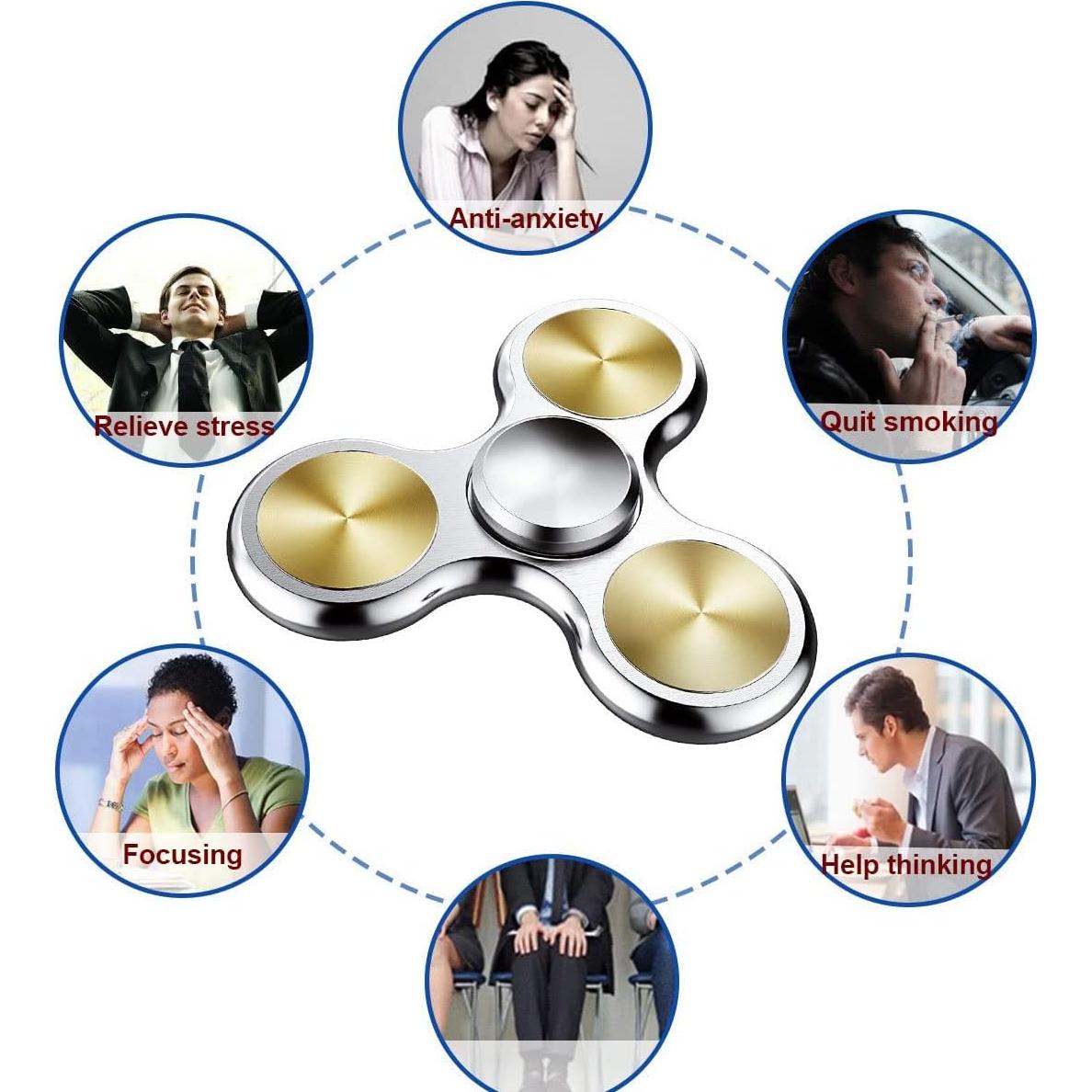 ATESSON Fidget Spinner Plata Rodamiento Acero Inoxidable