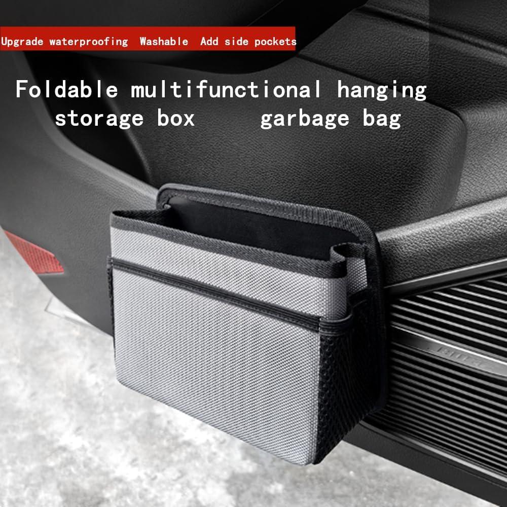 Basurero de coche AOWIS negro plegable con bolsa y bolsillos