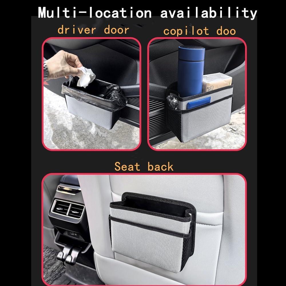 Basurero de coche AOWIS negro plegable con bolsa y bolsillos