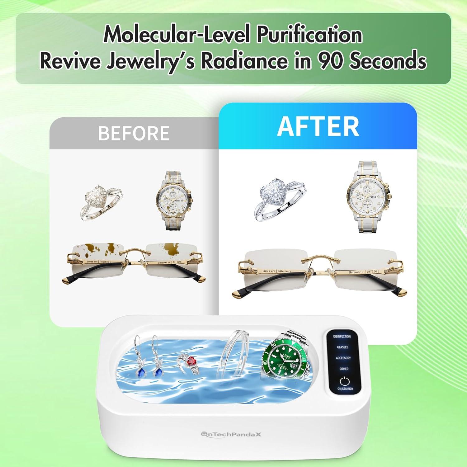 Limpiador Ultrasónico de Joyas OnTechPandaX 350ml 47KHz