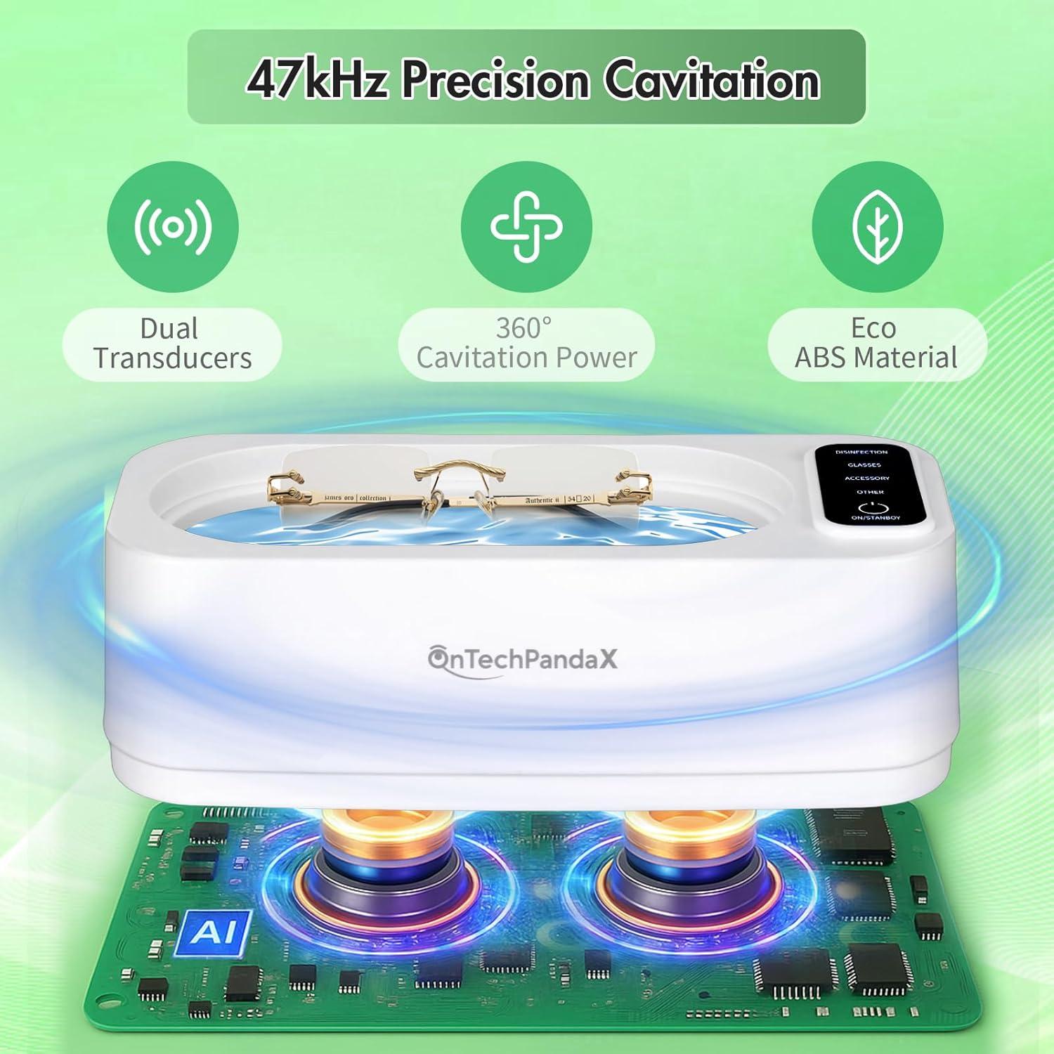 Limpiador Ultrasónico de Joyas OnTechPandaX 350ml 47KHz