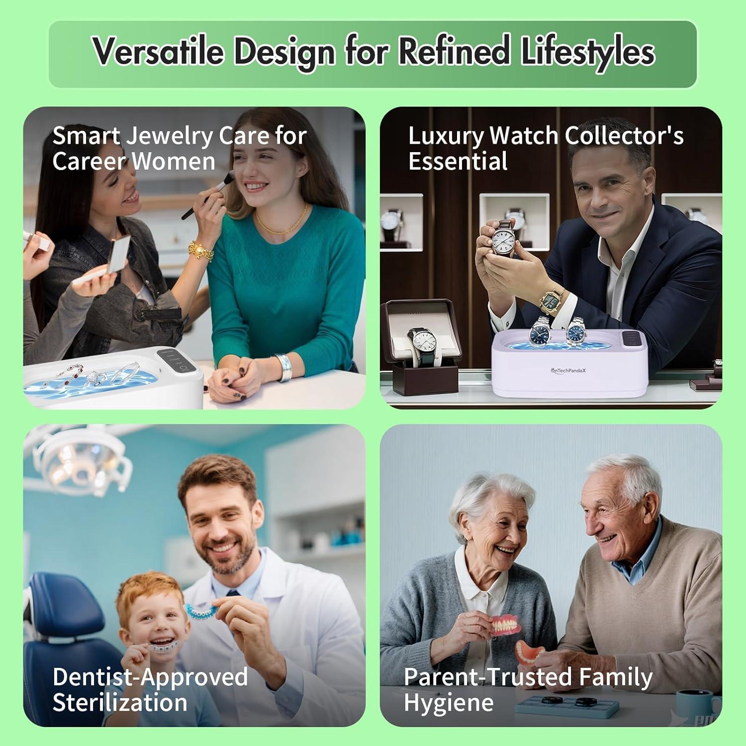 Limpiador Ultrasónico de Joyas OnTechPandaX 350ml 47KHz