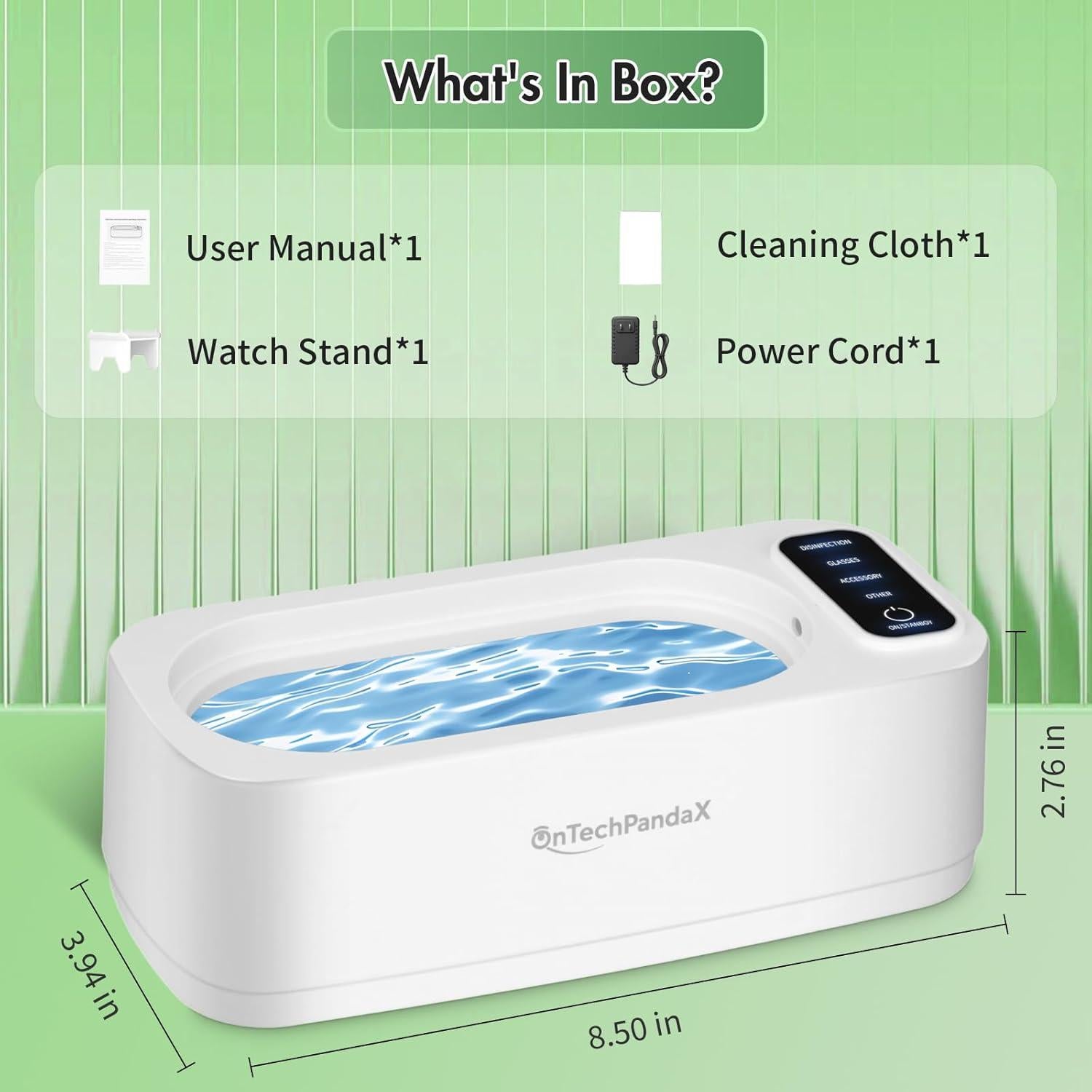 Limpiador Ultrasónico de Joyas OnTechPandaX 350ml 47KHz