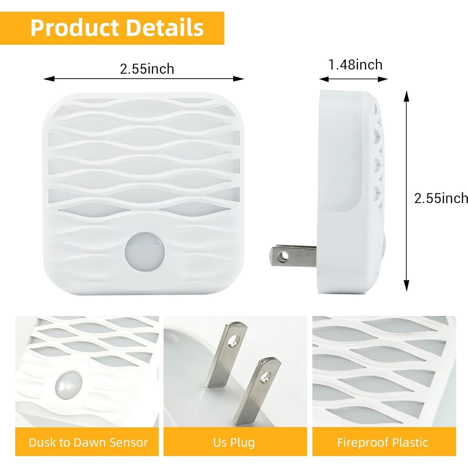Luces Nocturnas Enchufadas Dawnrise 3000K 10Lm Paquete de 3