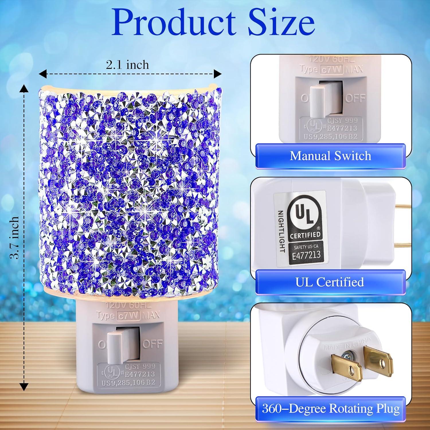 Luz Nocturna LED Hohean de Cristal 7.62x9.4cm Azul