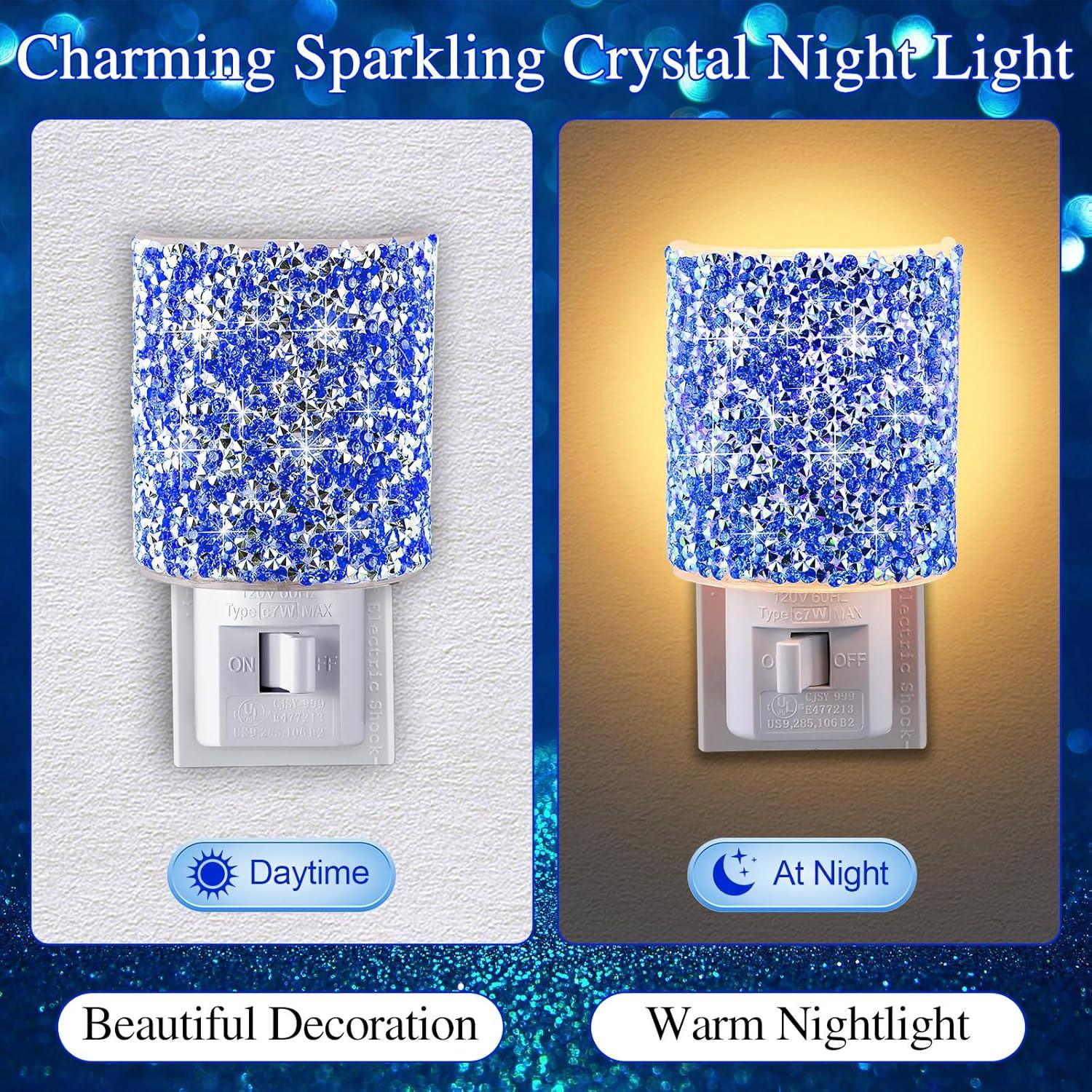 Luz Nocturna LED Hohean de Cristal 7.62x9.4cm Azul