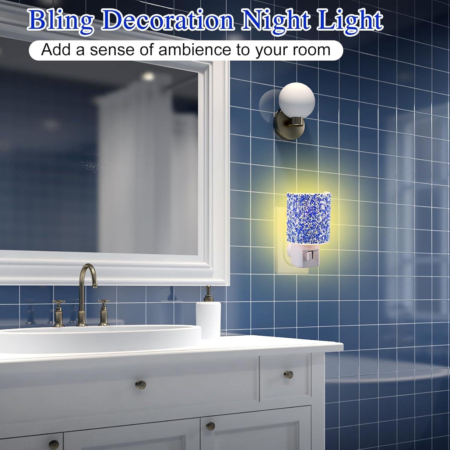 Luz Nocturna LED Hohean de Cristal 7.62x9.4cm Azul