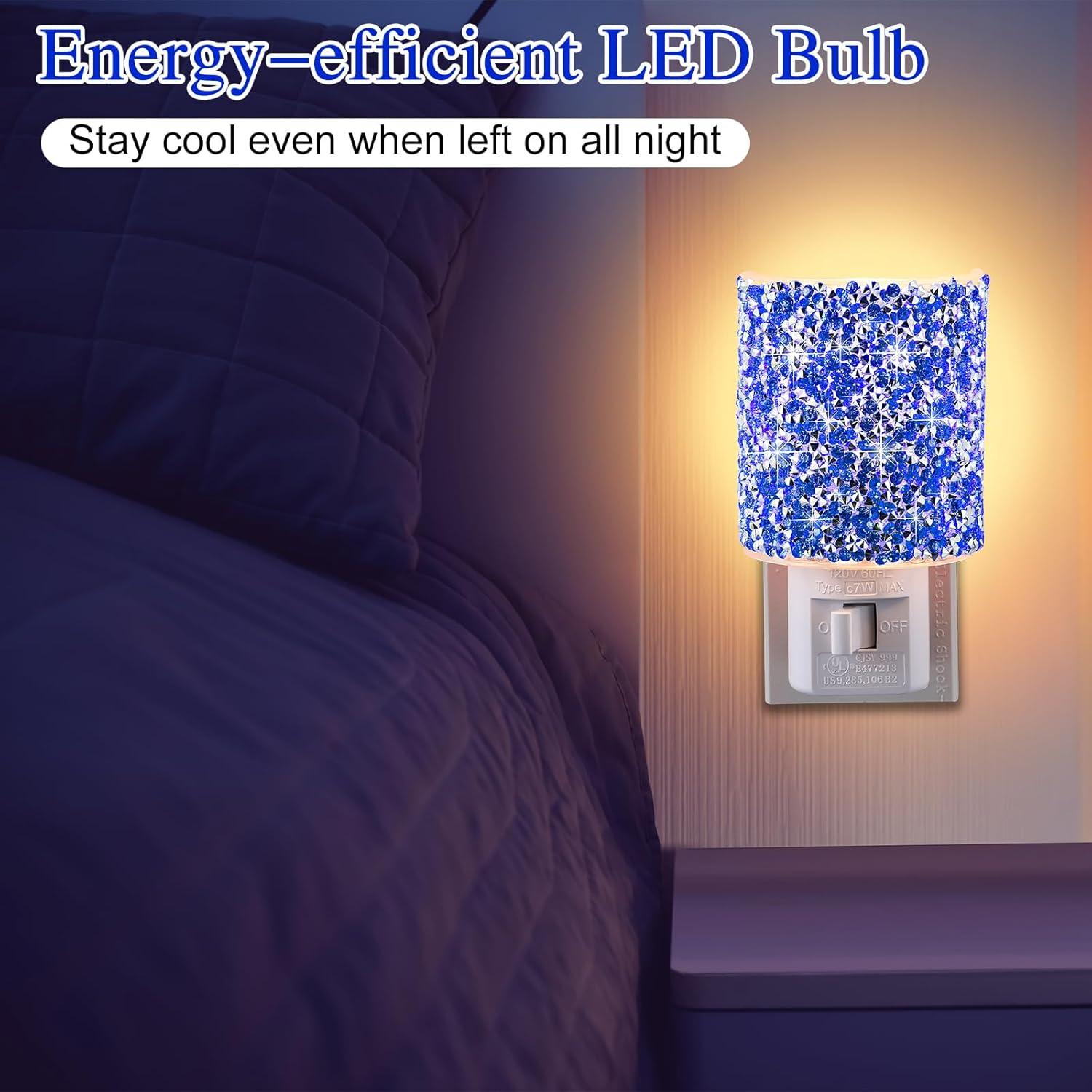 Luz Nocturna LED Hohean de Cristal 7.62x9.4cm Azul