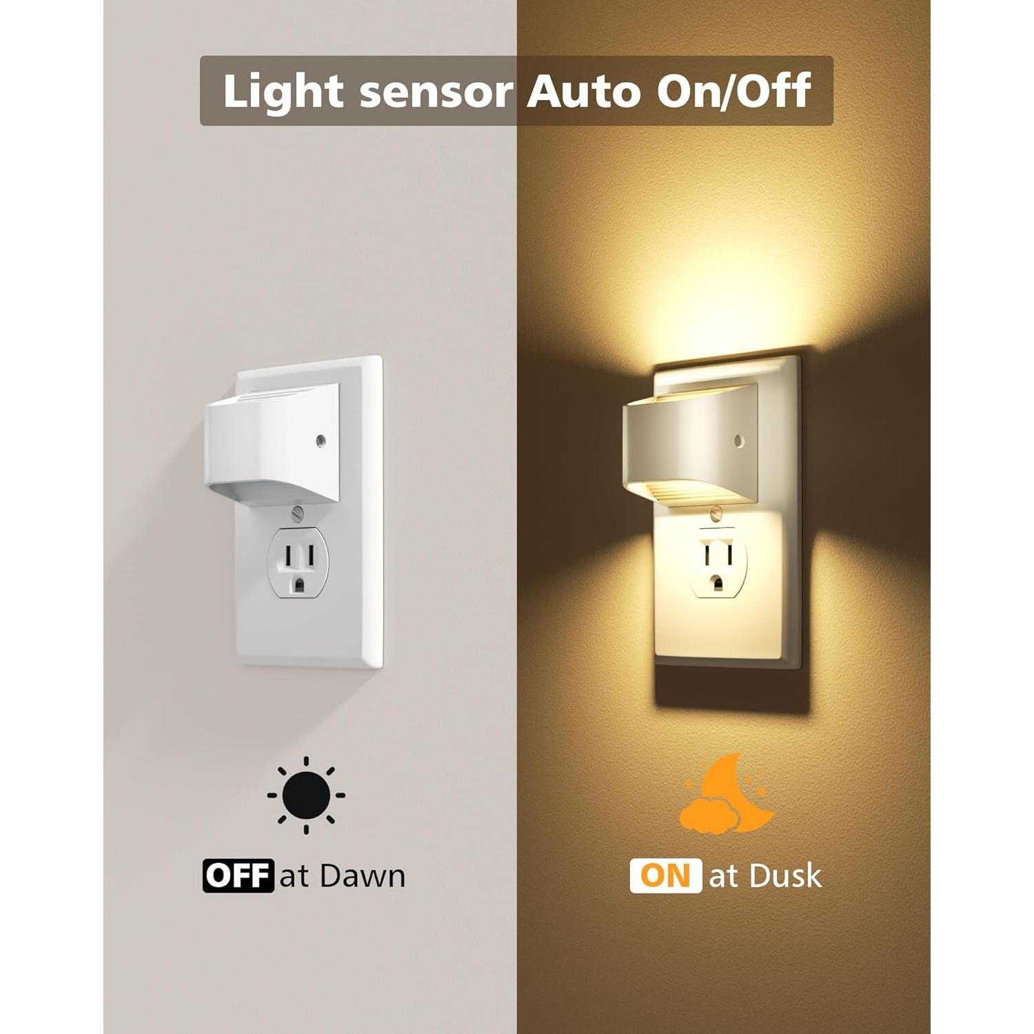 Luces Nocturnas LED VOLISUN 3000K Pack 4 con Sensor Crepuscular