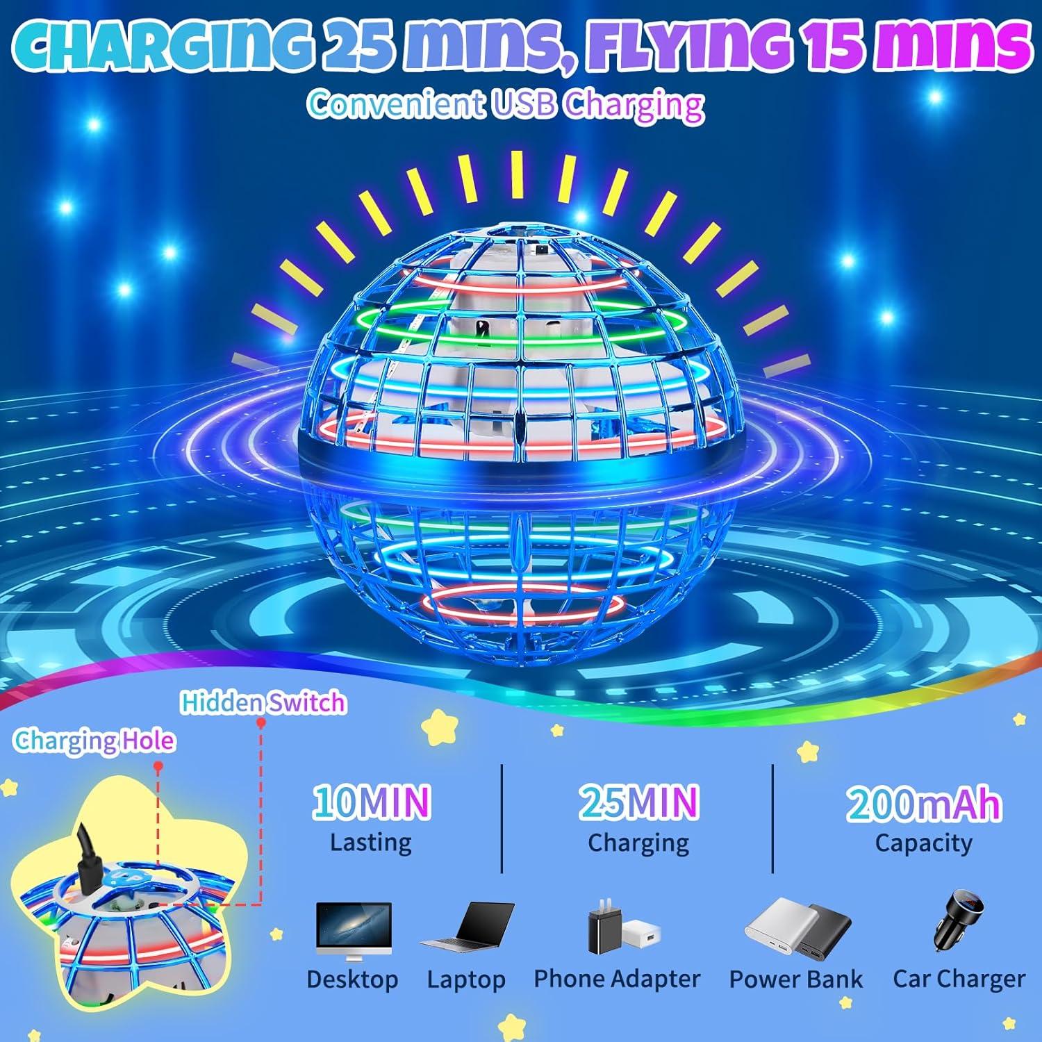 Bola Orbital Voladora M&HONG con Luces LED - Juguete 2024