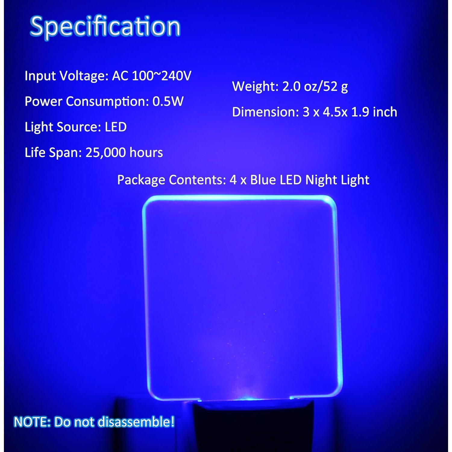 Luz Nocturna LED Azul Enchufable WONG CUBE 0.5W - Paquete de 4