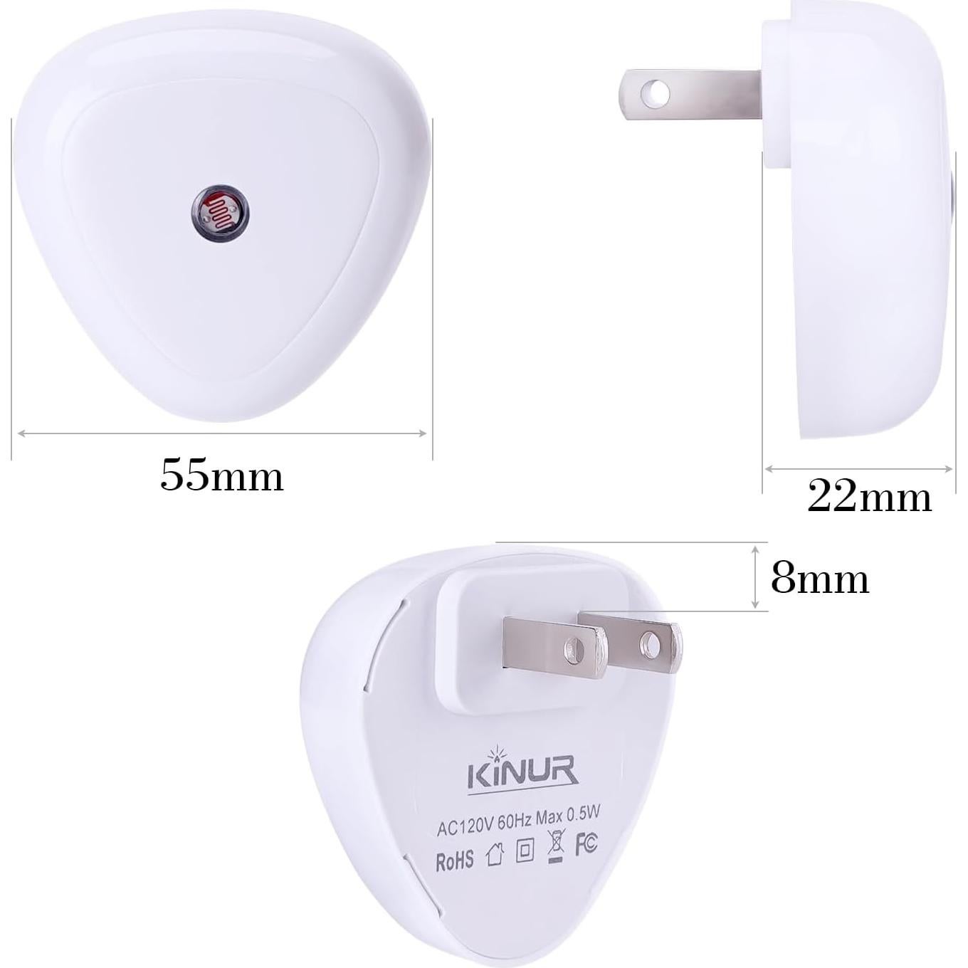 Luz Nocturna LED KINUR 6 Pack Roja con Sensor Automático 0.5W