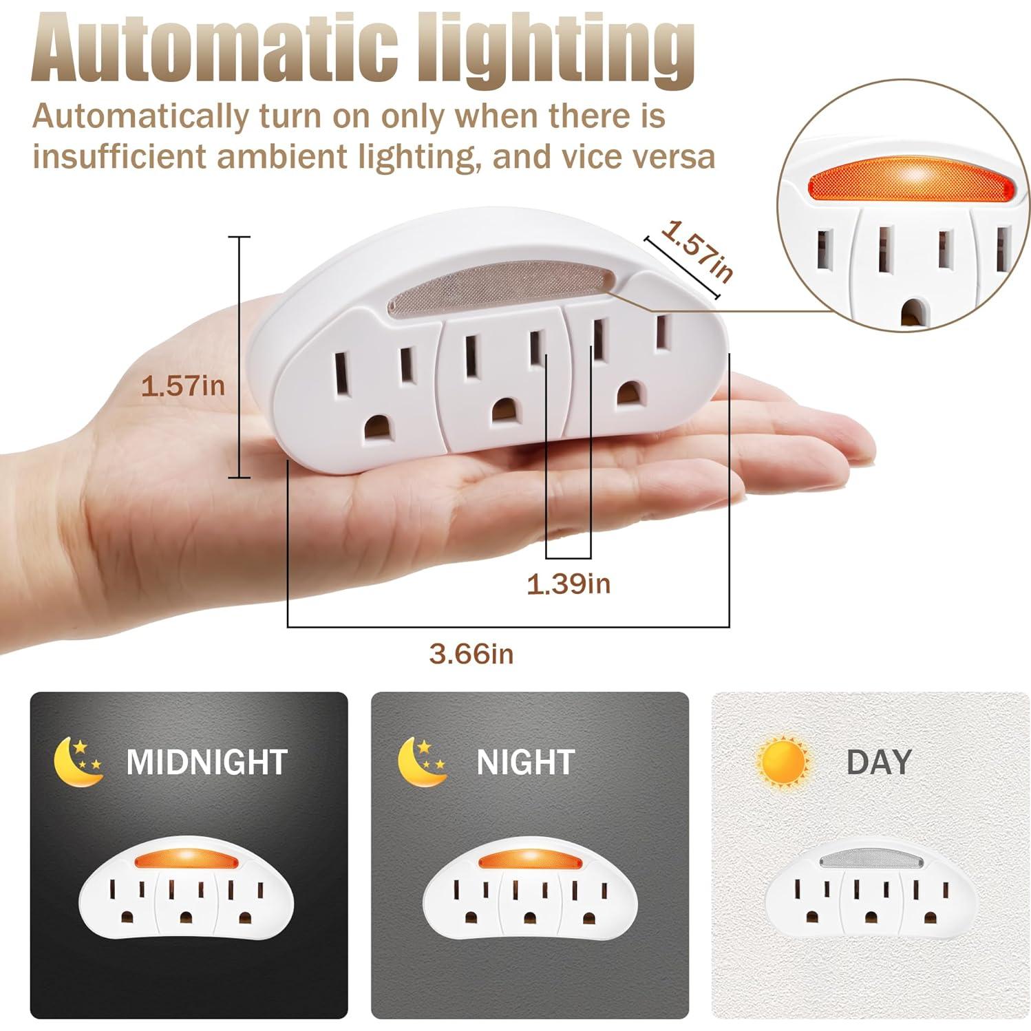 Adaptador múltiple Togconn 3 salidas con luz nocturna ETL