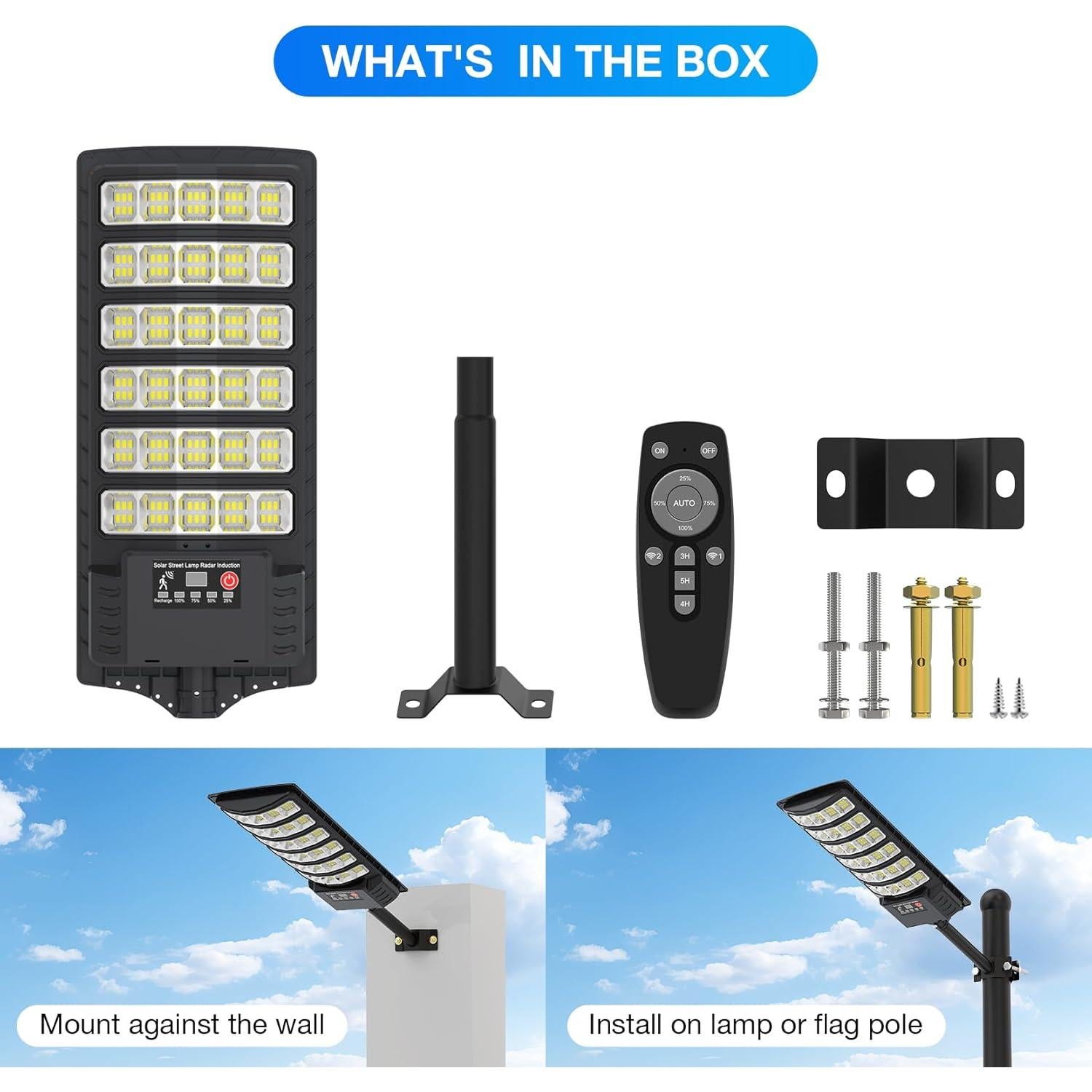 Luces Solares de Calle Heisolcool 50000LM con Sensor y Control Remoto