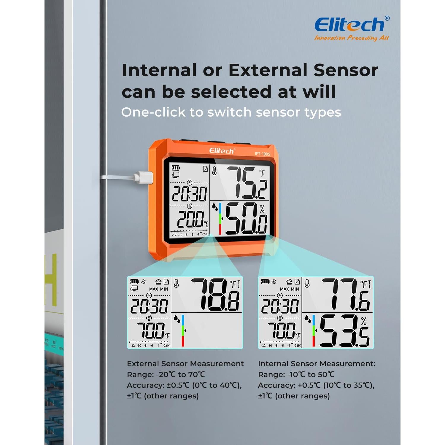 Termómetro Digital Bluetooth Elitech IPT-100S y TM-2T - Higrómetro