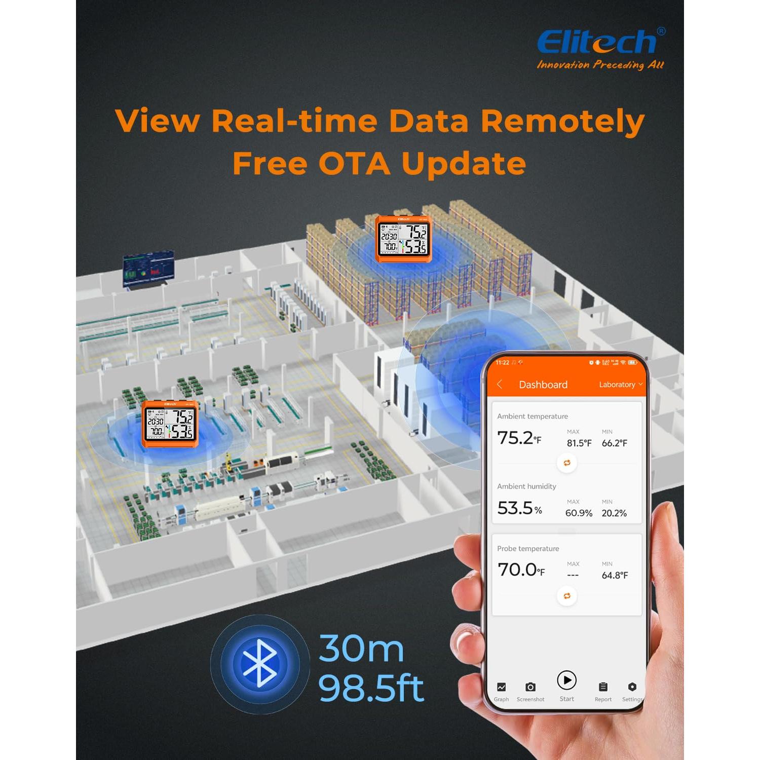 Termómetro Digital Bluetooth Elitech IPT-100S y TM-2T - Higrómetro