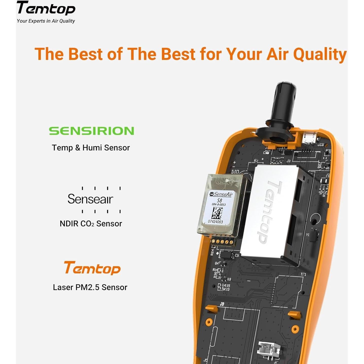 Medidor de Calidad del Aire Temtop M2000C CO2 PM2.5 PM10