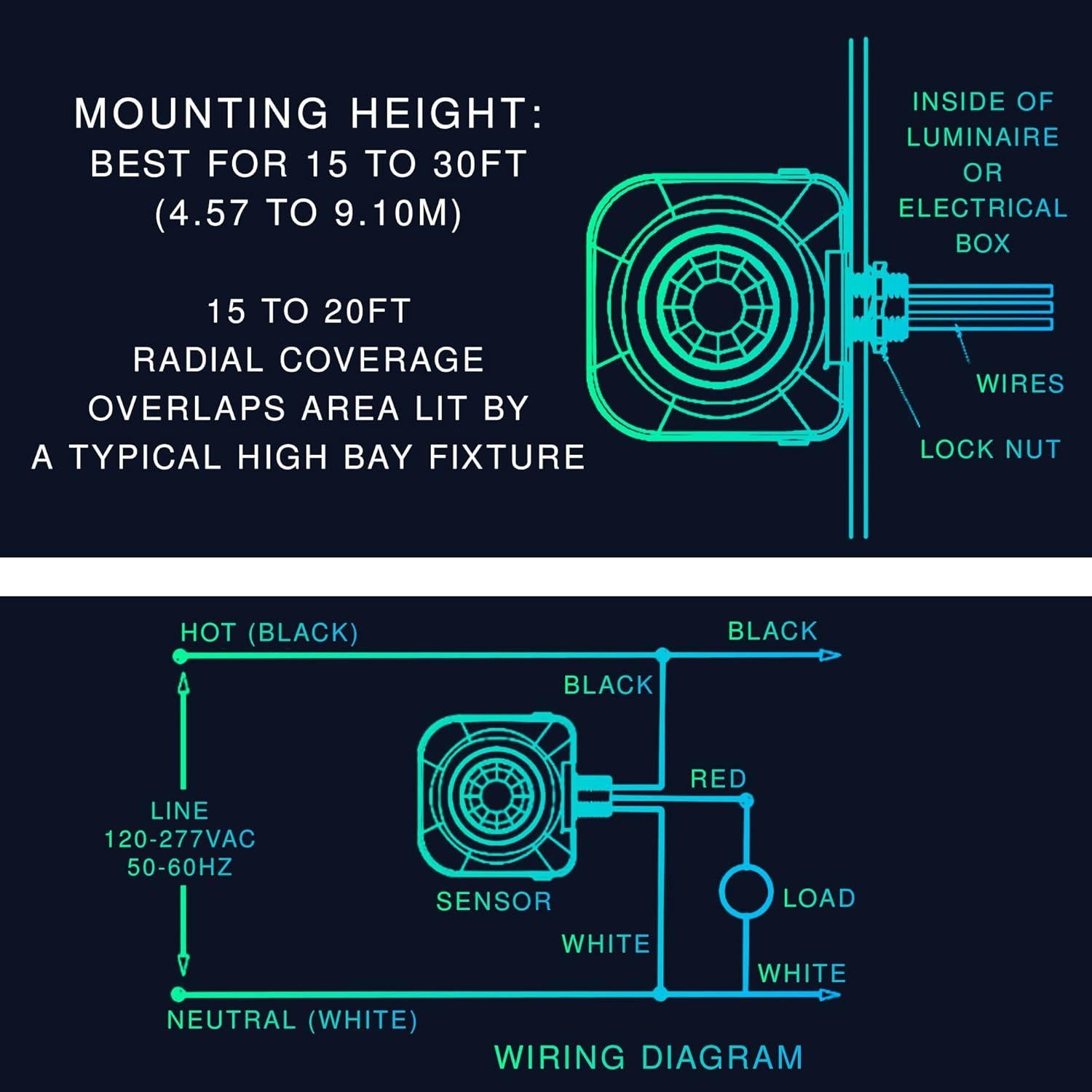Sensor de Movimiento de Techo EverElectrix 360° Infrarrojo PIR