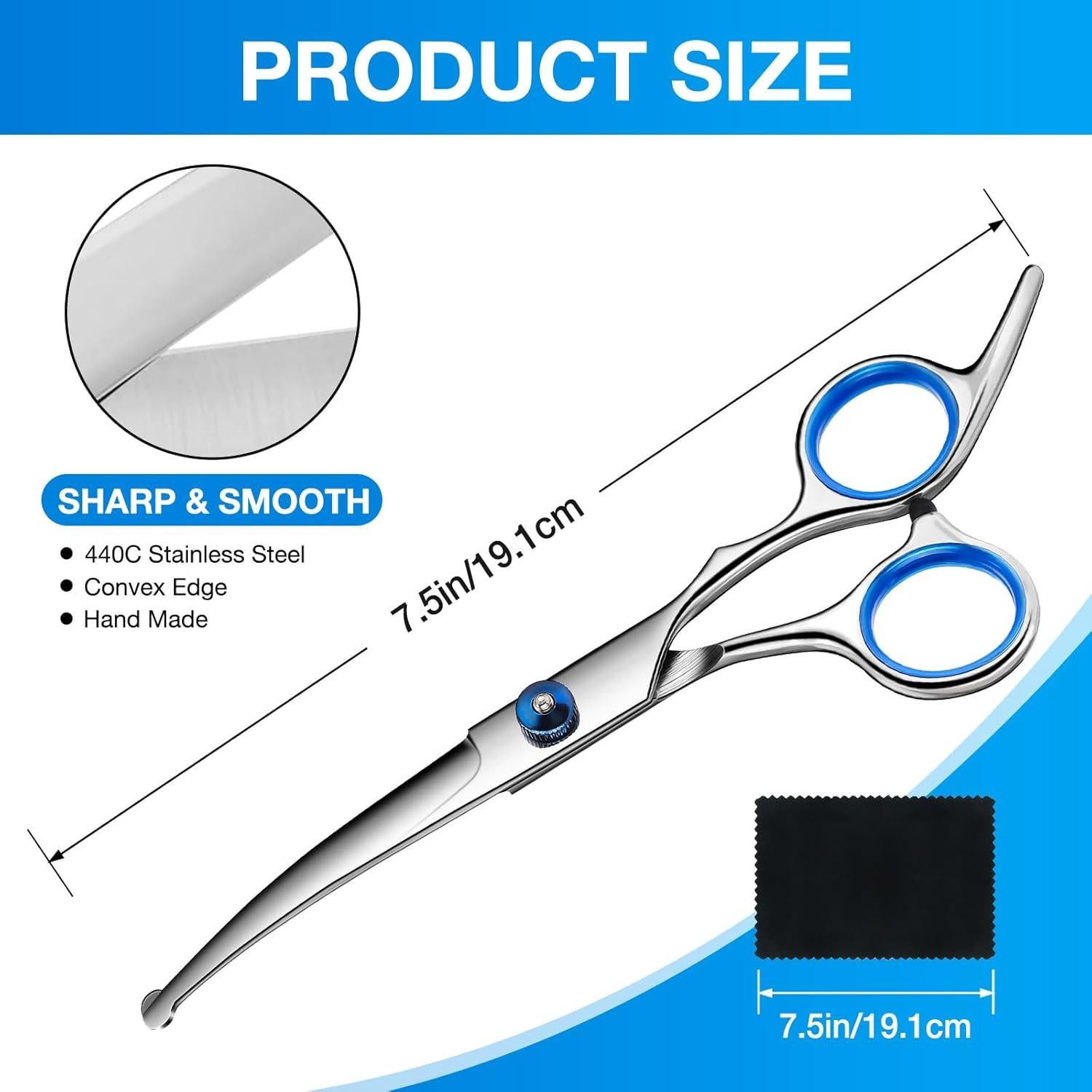 Tijeras Curvadas para Aseo de Perros GORITZ Acero Inoxidable