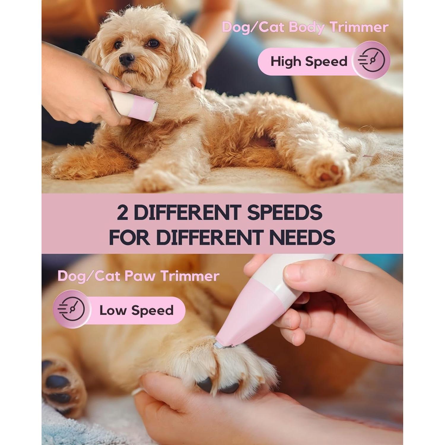 Kit Cortapelos Inalámbrico Roiffcly 4 en 1 para Perros Rosa