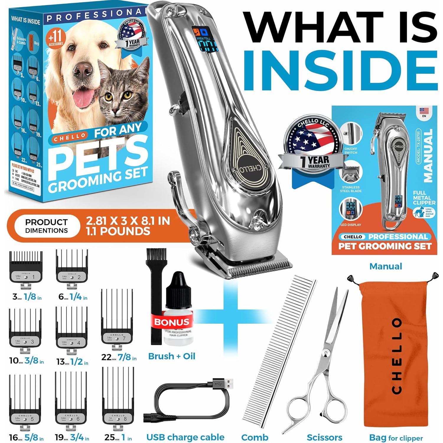 Cortadora de Pelo para Perros Chello Inalámbrica 5h Batería