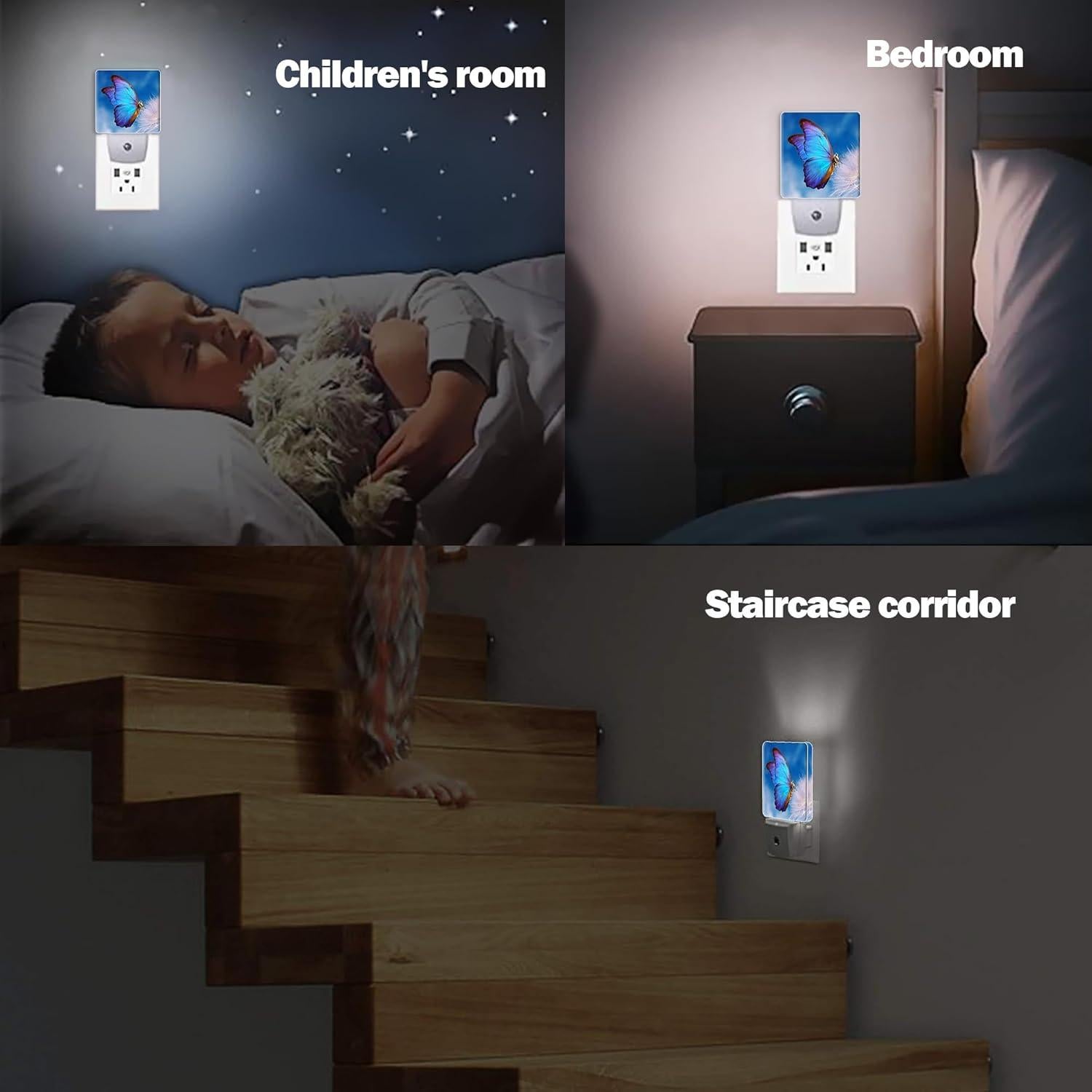 Luz Nocturna Mariposa Azul Jopowide con Sensor de Luz