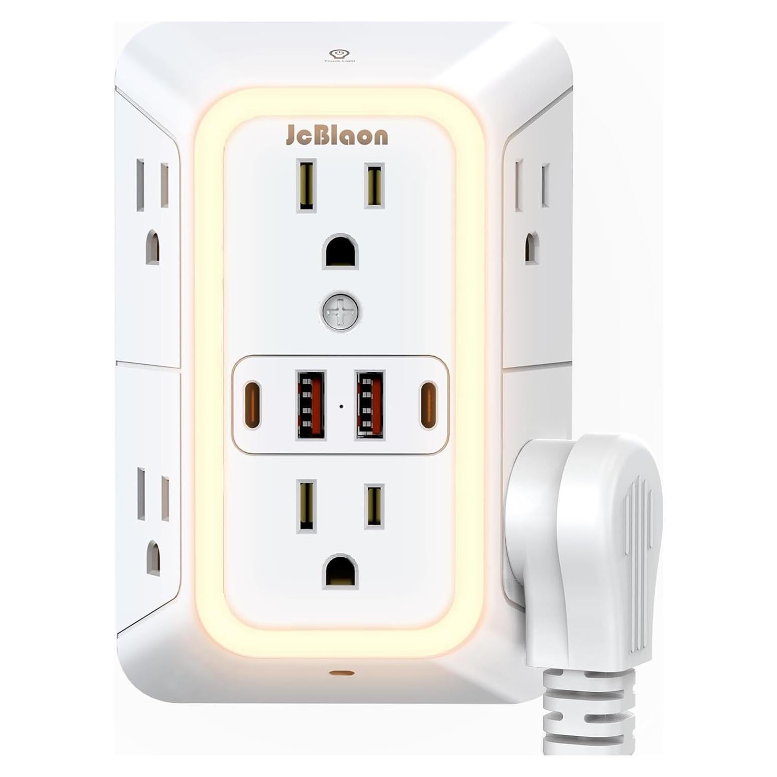 Extensor de Enchufe de Pared ZHONGSHAN con Luz Nocturna y 4 USB