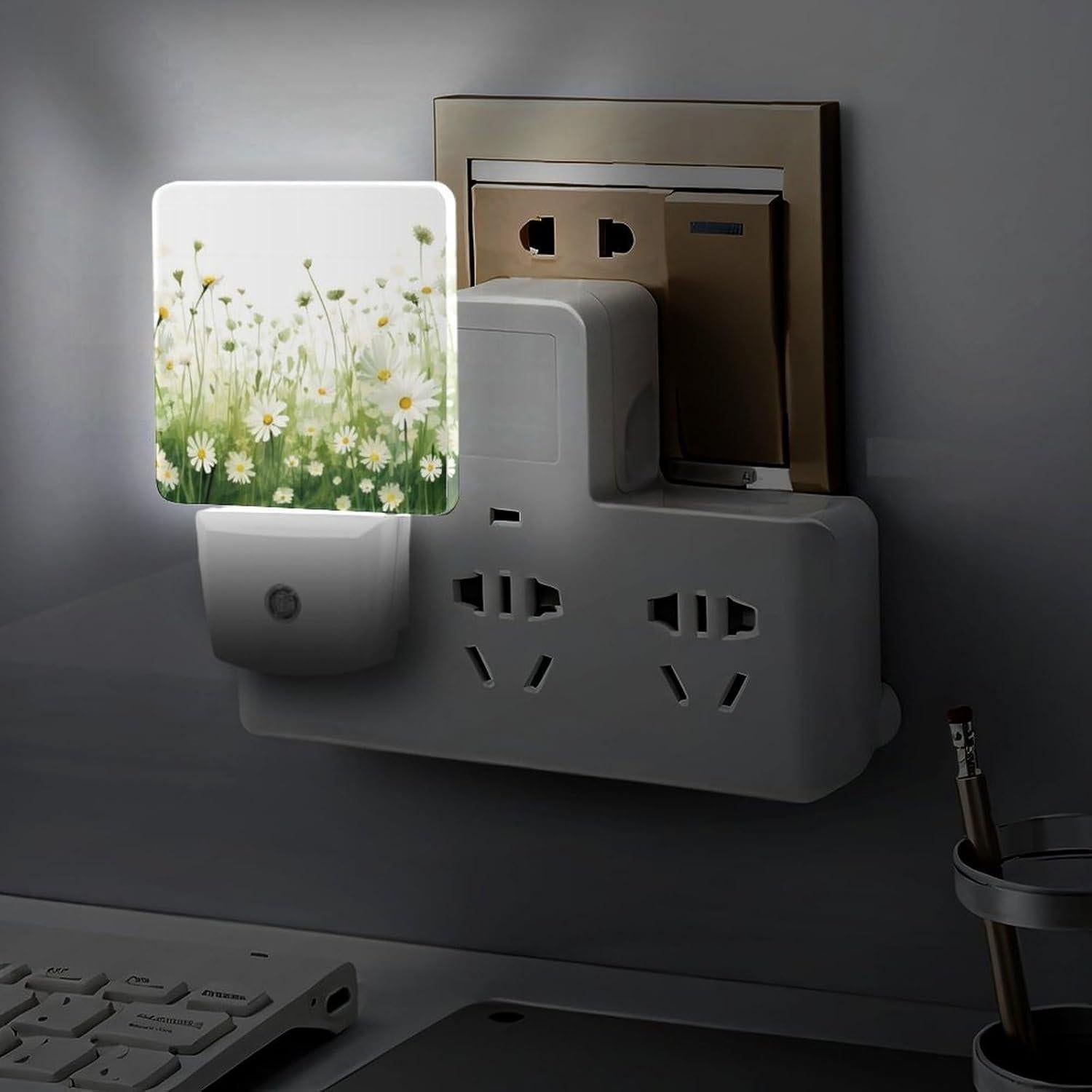 Lámpara Nocturna LED Enchufable YKJAHSD Flores con Sensor