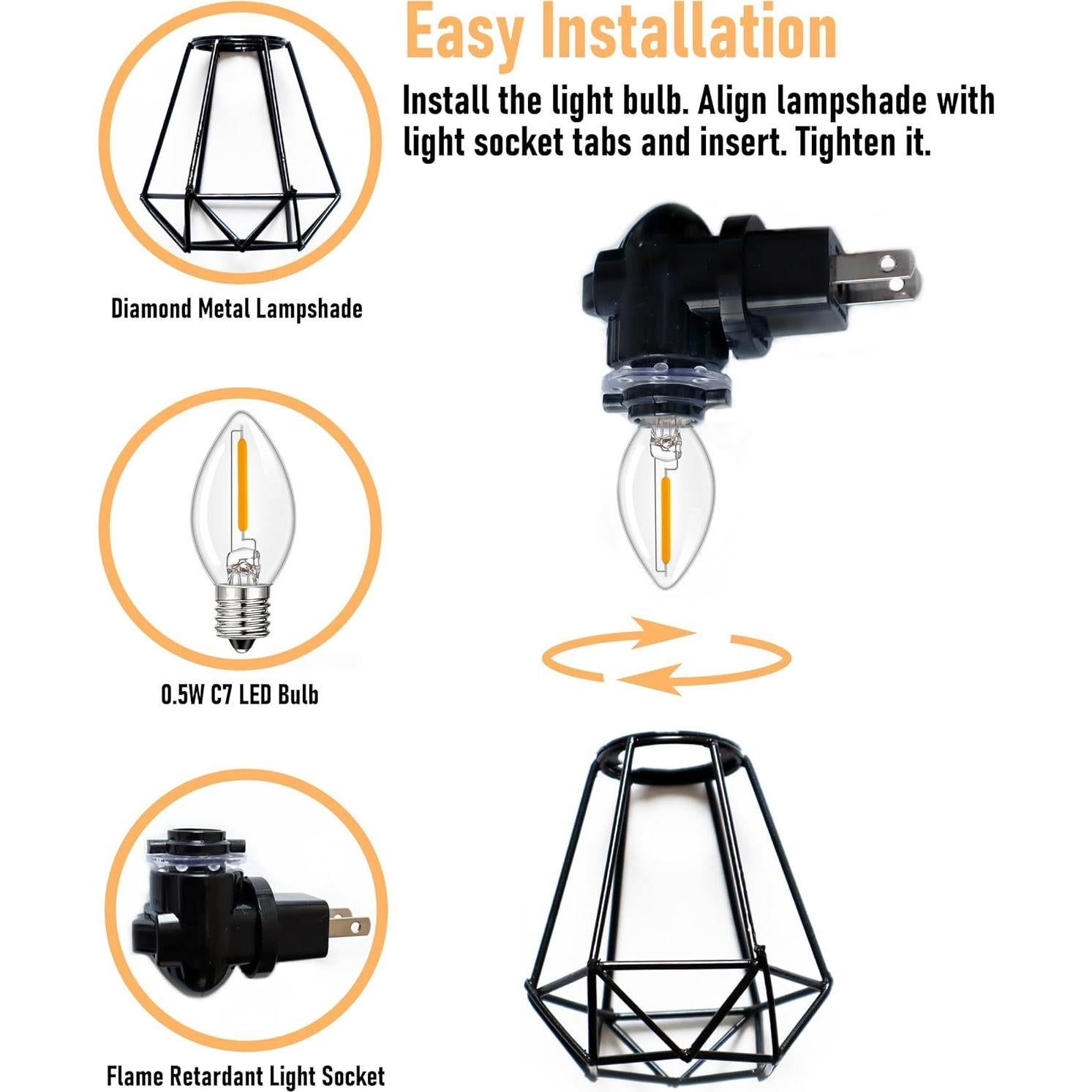 Luz Nocturna Enchufable LOIWON LED 0.5W Vintage Industrial