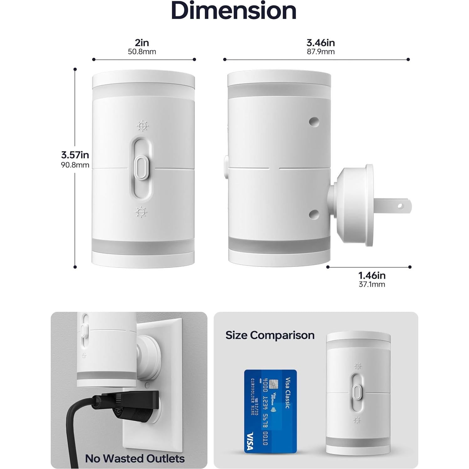 Luz Nocturna KINDEEP Enchufada con Sensor 5000K 2 Piezas