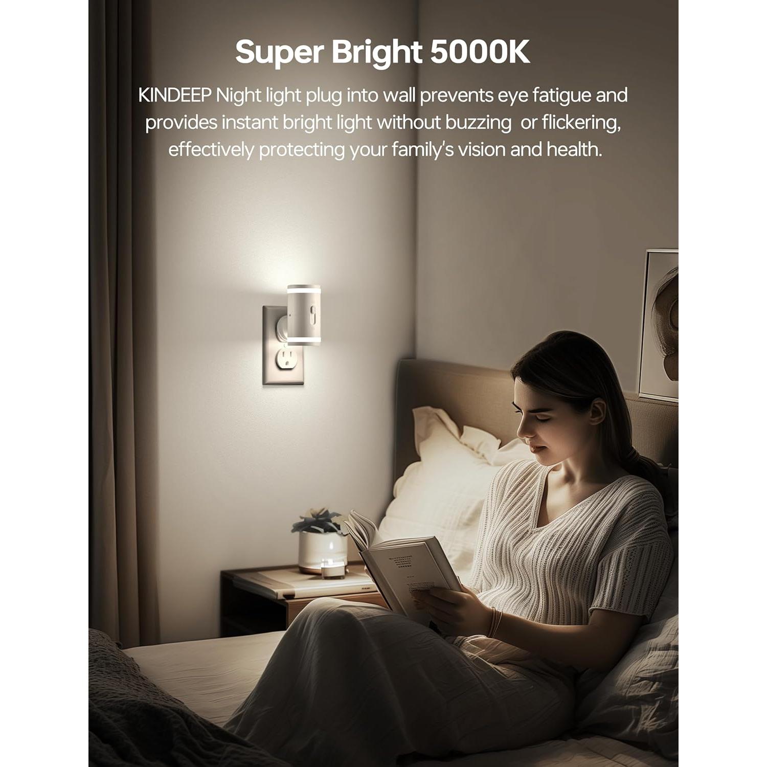 Luz Nocturna KINDEEP Enchufada con Sensor 5000K 2 Piezas