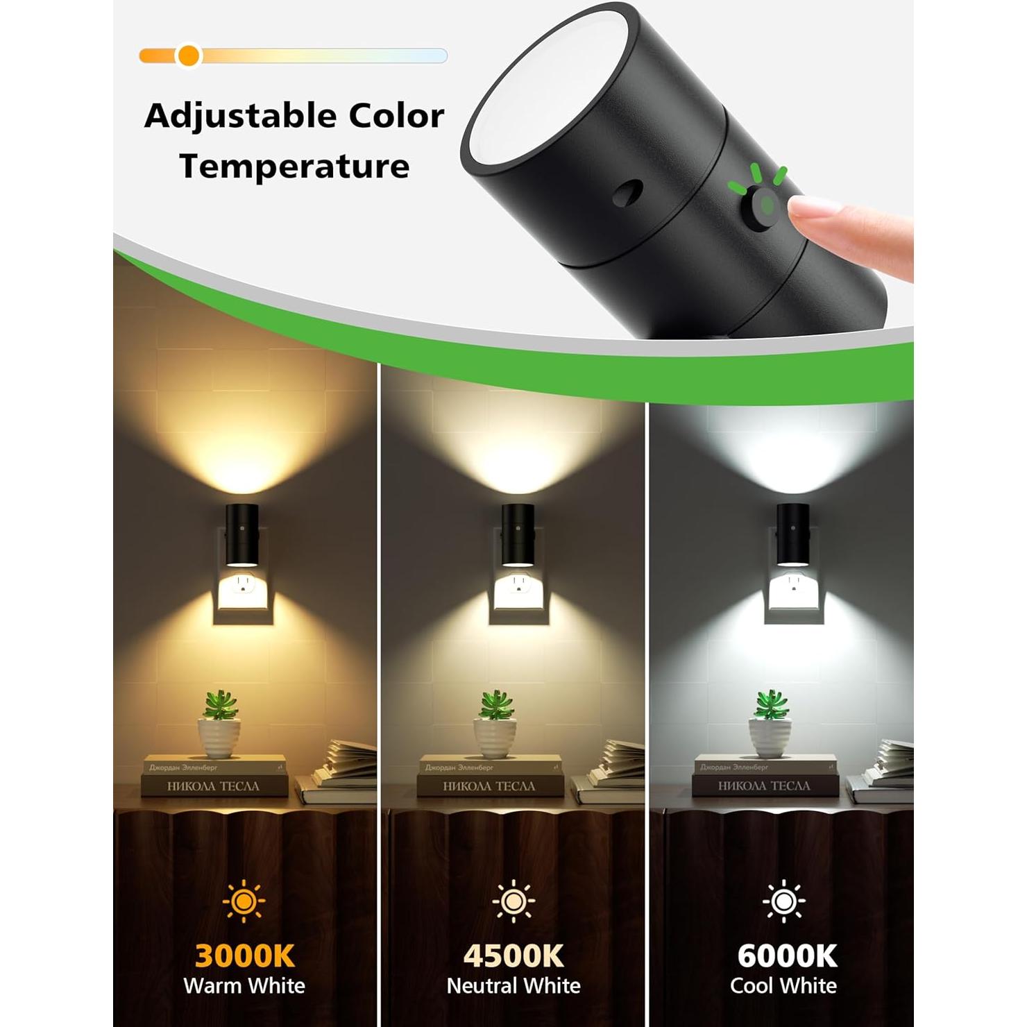 Luces Nocturnas Enchufables JOFIOS, 3 Temperaturas, 2 Paquete