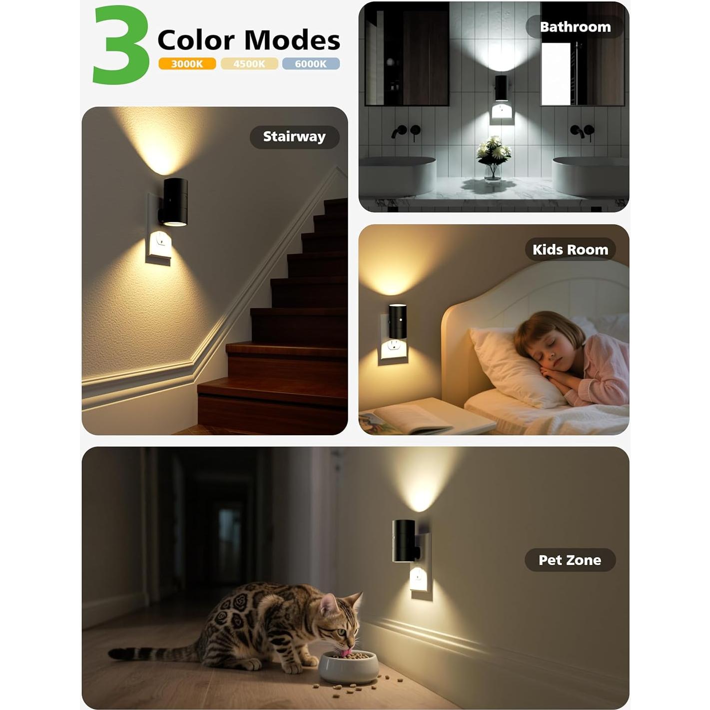 Luces Nocturnas Enchufables JOFIOS, 3 Temperaturas, 2 Paquete