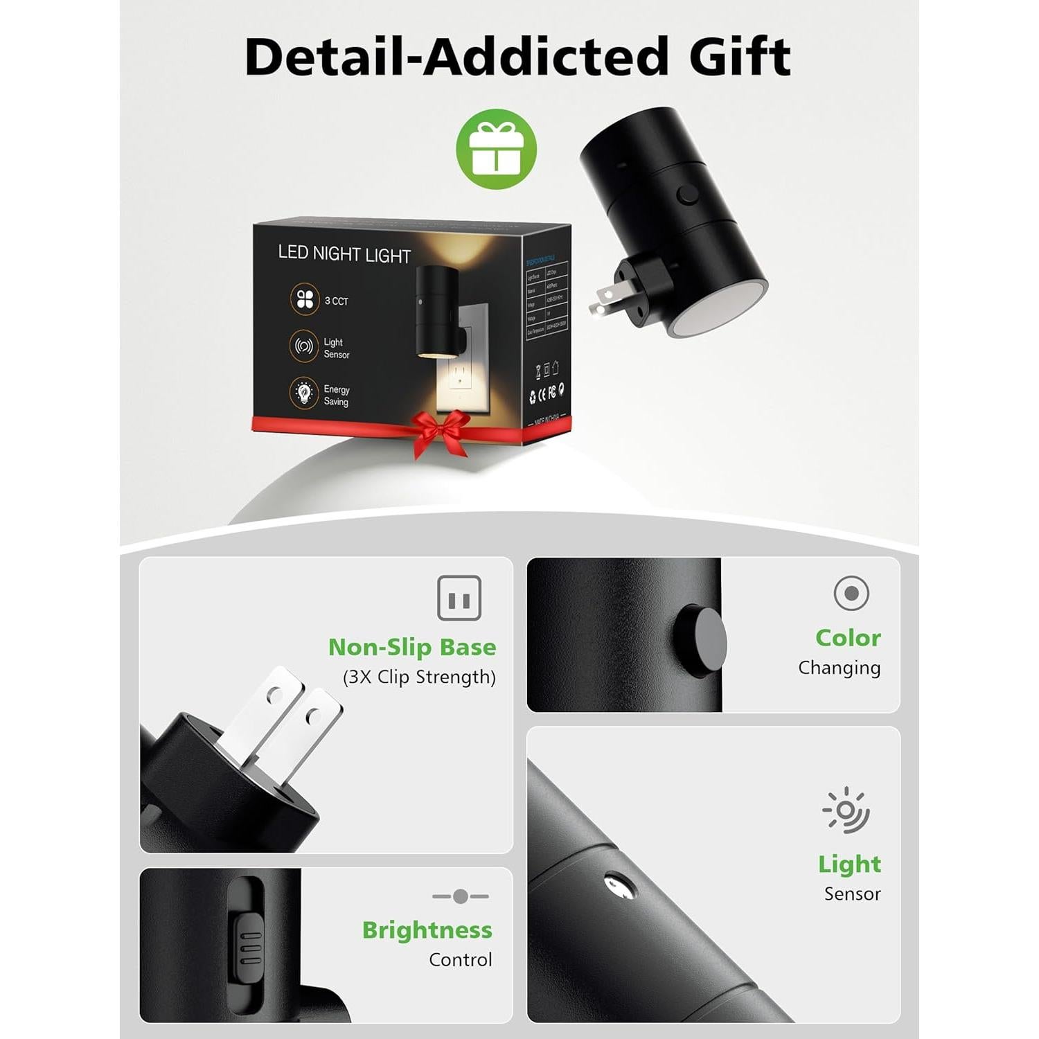 Luces Nocturnas Enchufables JOFIOS, 3 Temperaturas, 2 Paquete