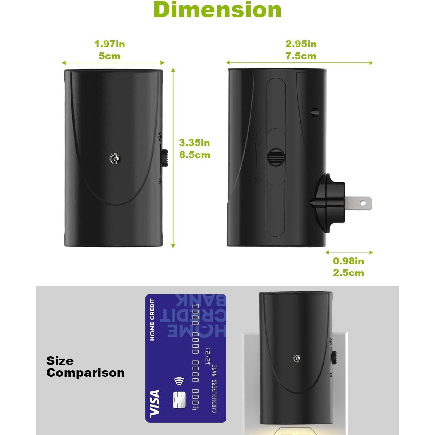 Luz Nocturna LED Niocomio Enchufable 2 Piezas 3000K Ajustable