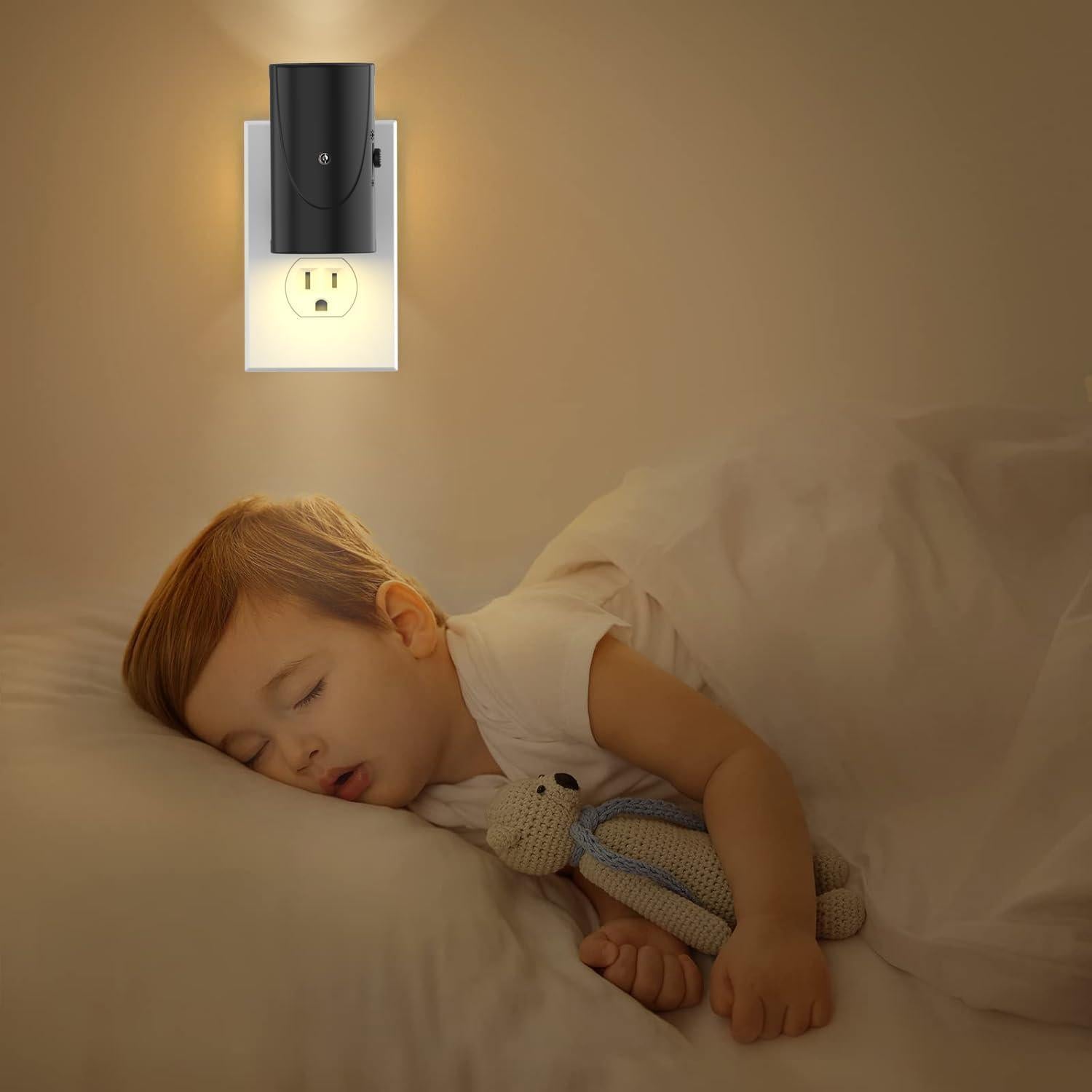 Luz Nocturna LED Niocomio Enchufable 2 Piezas 3000K Ajustable