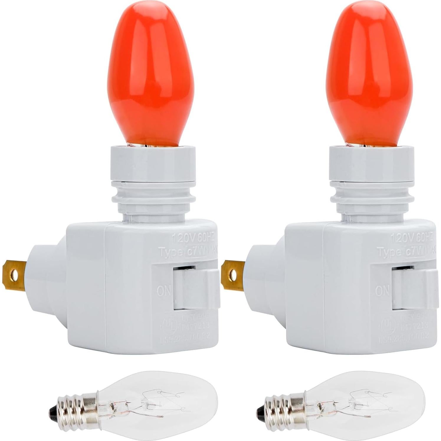 Enchufe de Luz Nocturna QCWORLDWIDE con 2 Bombillas C7 7W