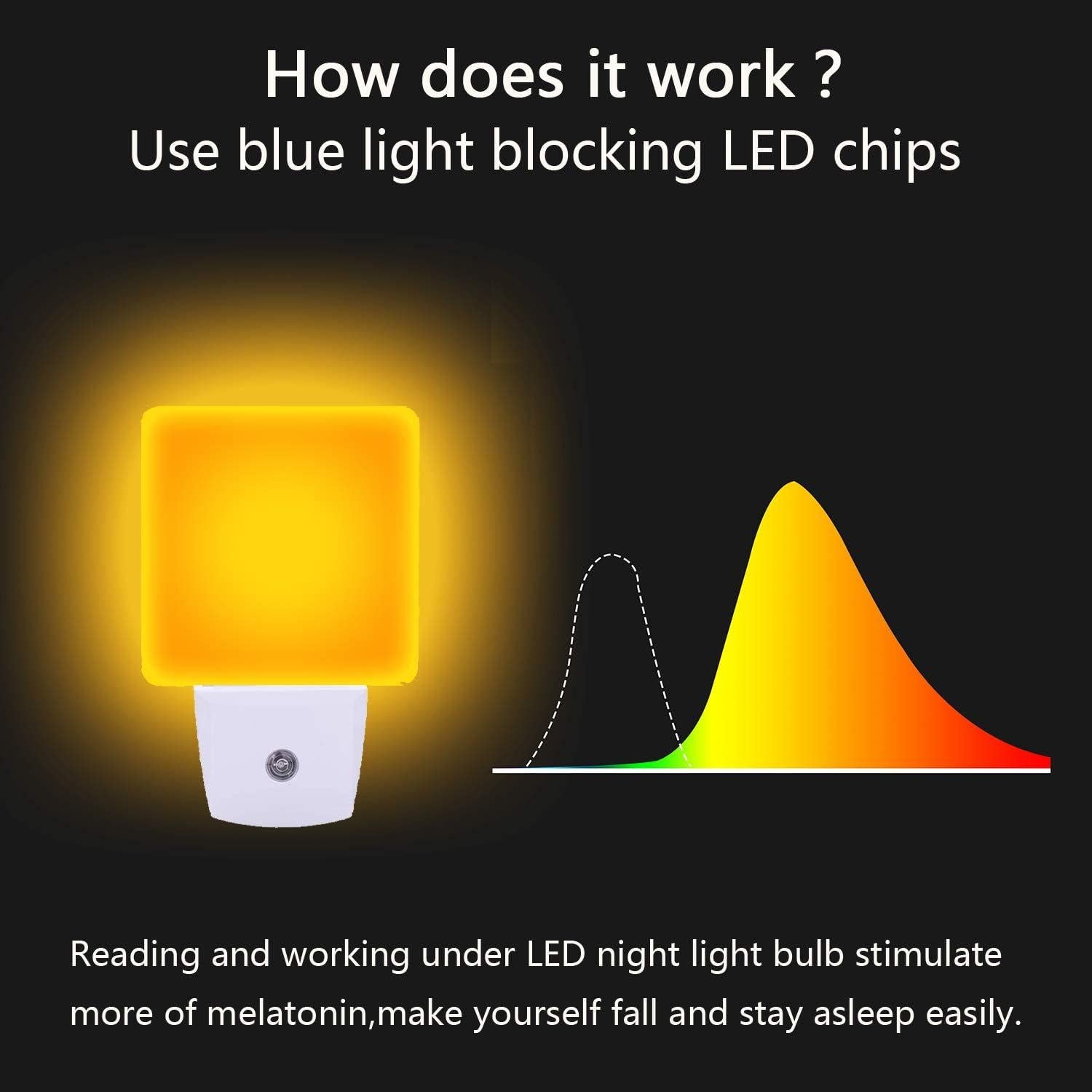 Luz Nocturna LED KINUR Ámbar Suave con Sensor Crepúsculo 2 Pzs