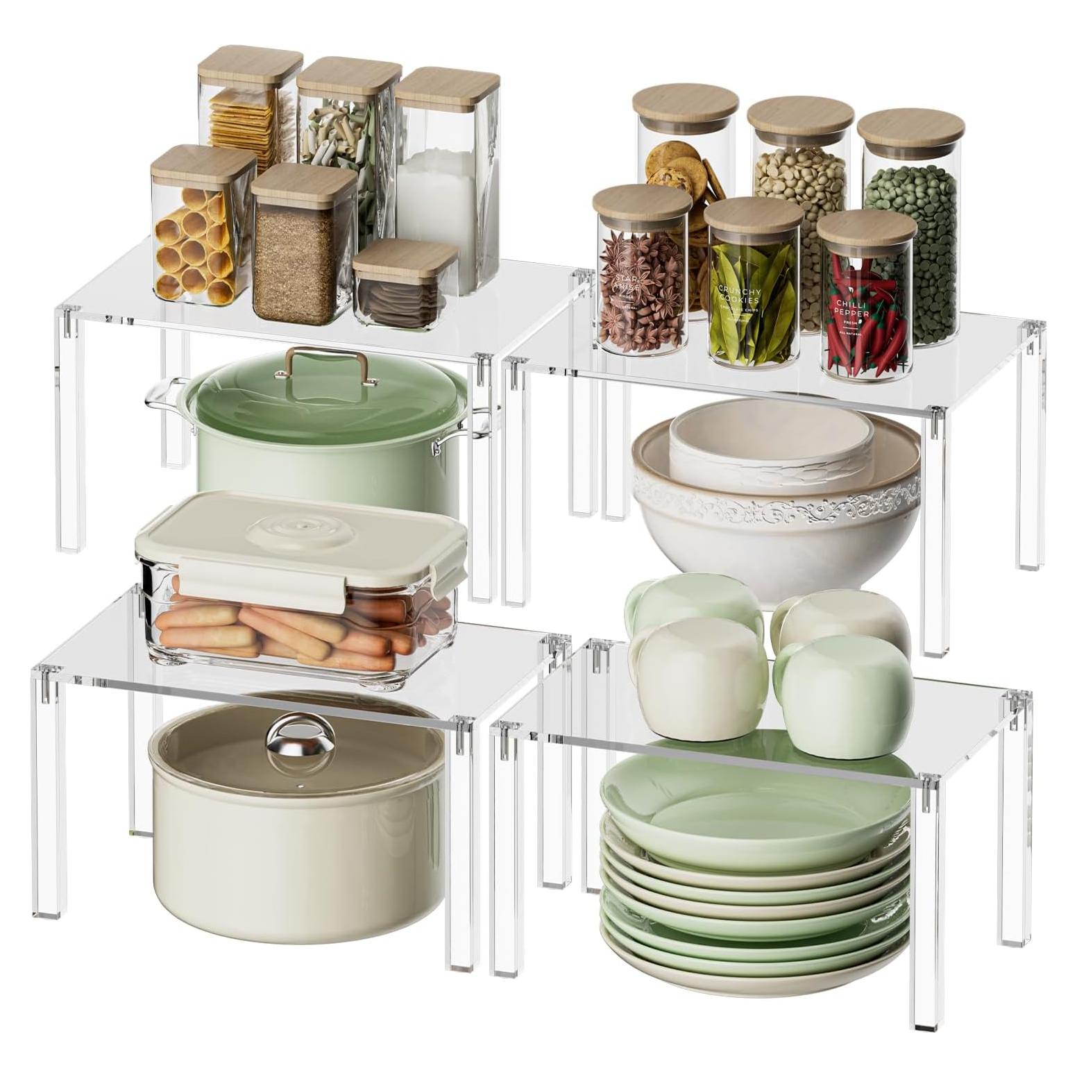 Juego de 4 Estantes Acrílicos YUNEASELF para Gabinete - Organizador de Cocina