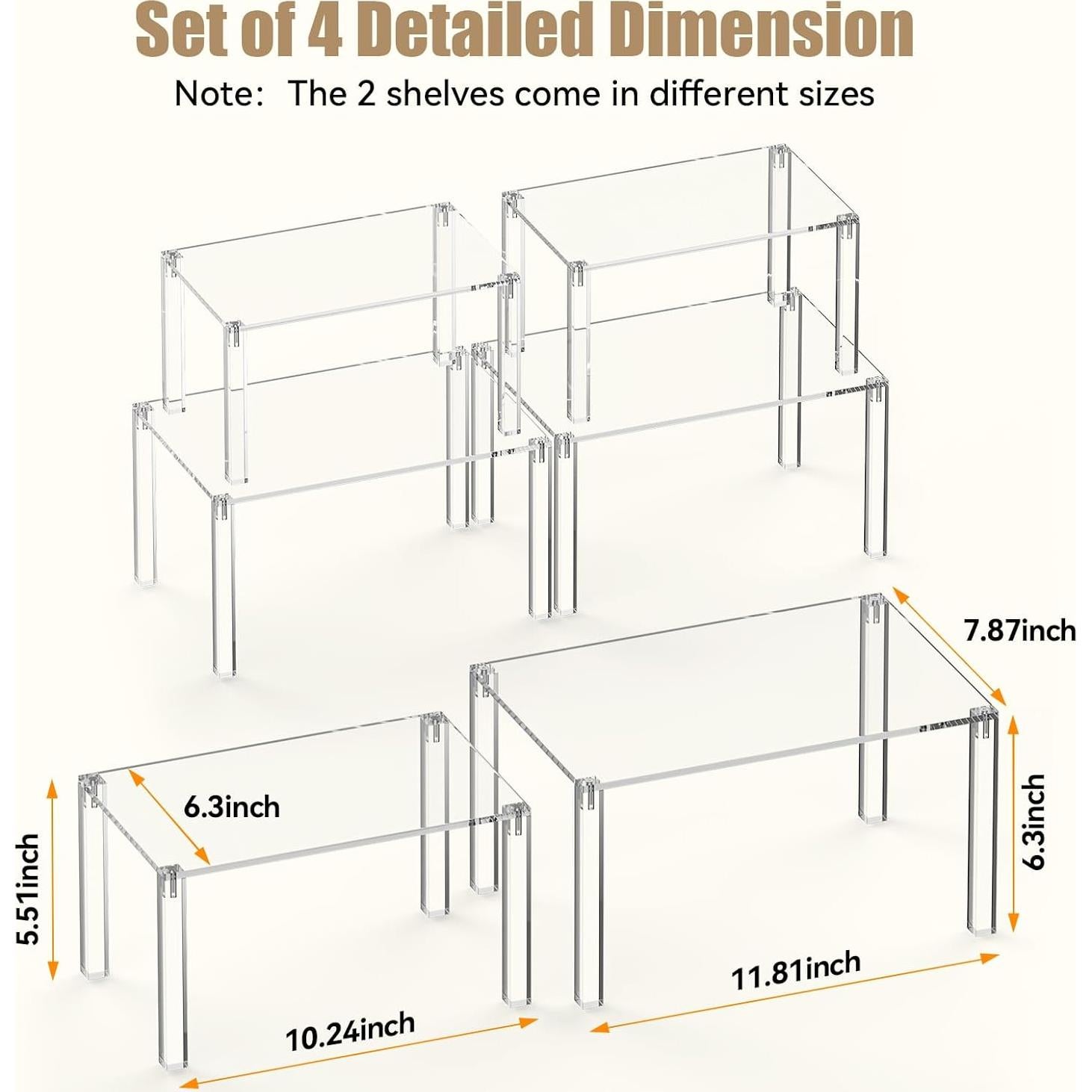 Juego de 4 Estantes Acrílicos YUNEASELF para Gabinete - Organizador de Cocina