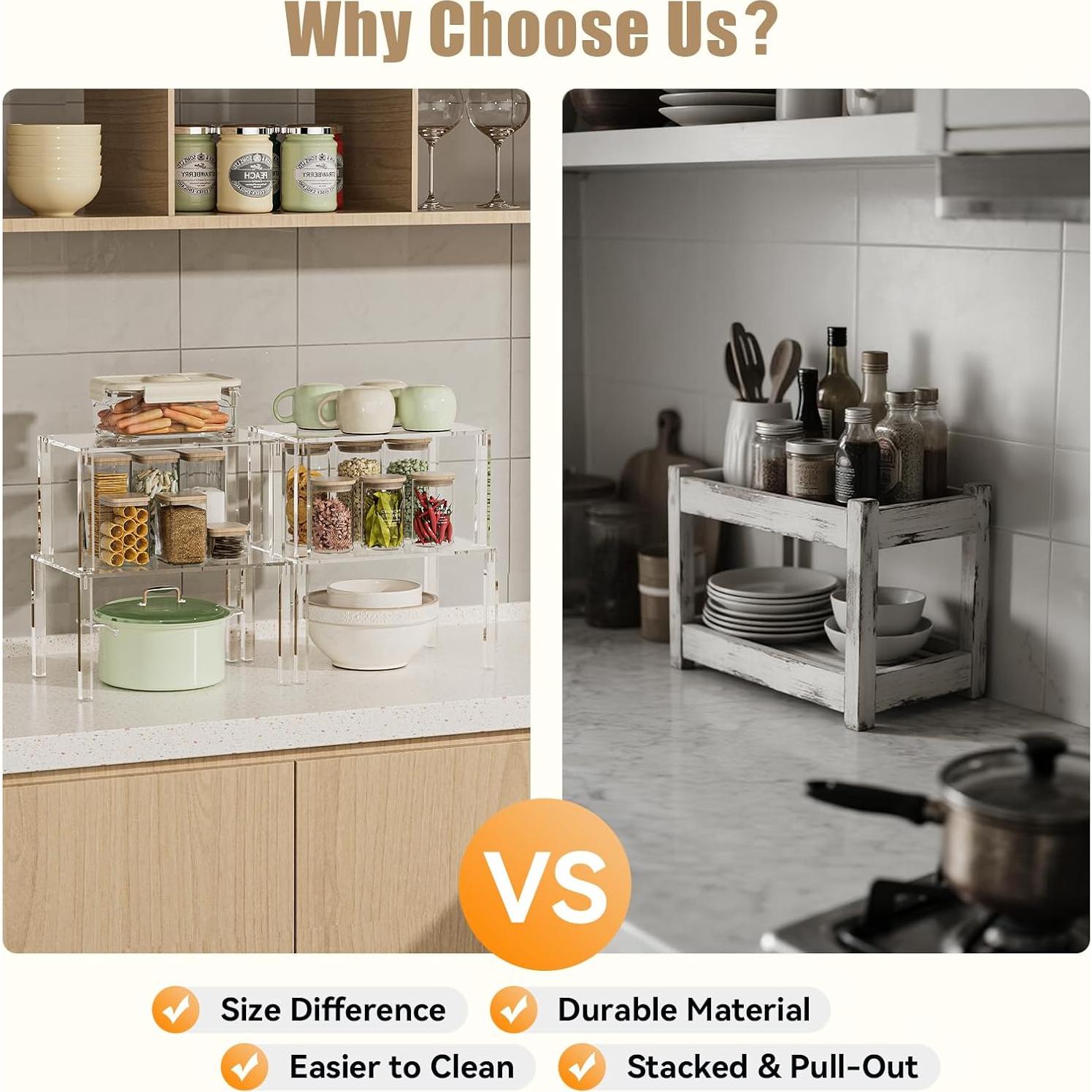 Juego de 4 Estantes Acrílicos YUNEASELF para Gabinete - Organizador de Cocina