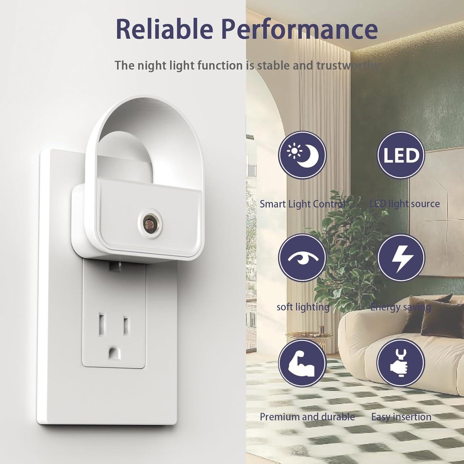 Paquete de 6 luces nocturnas LED YRWXZYO con sensor automático