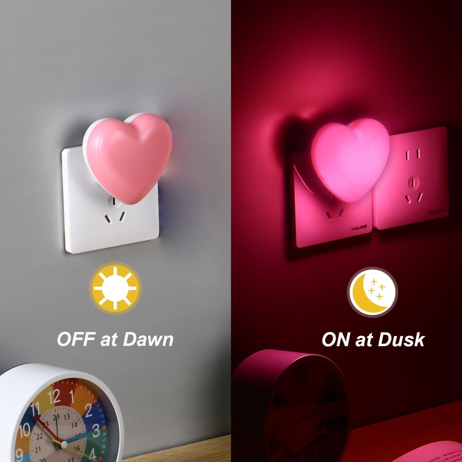 Lámpara Nocturna LED INZU Corazón Rosa con Sensor Automático